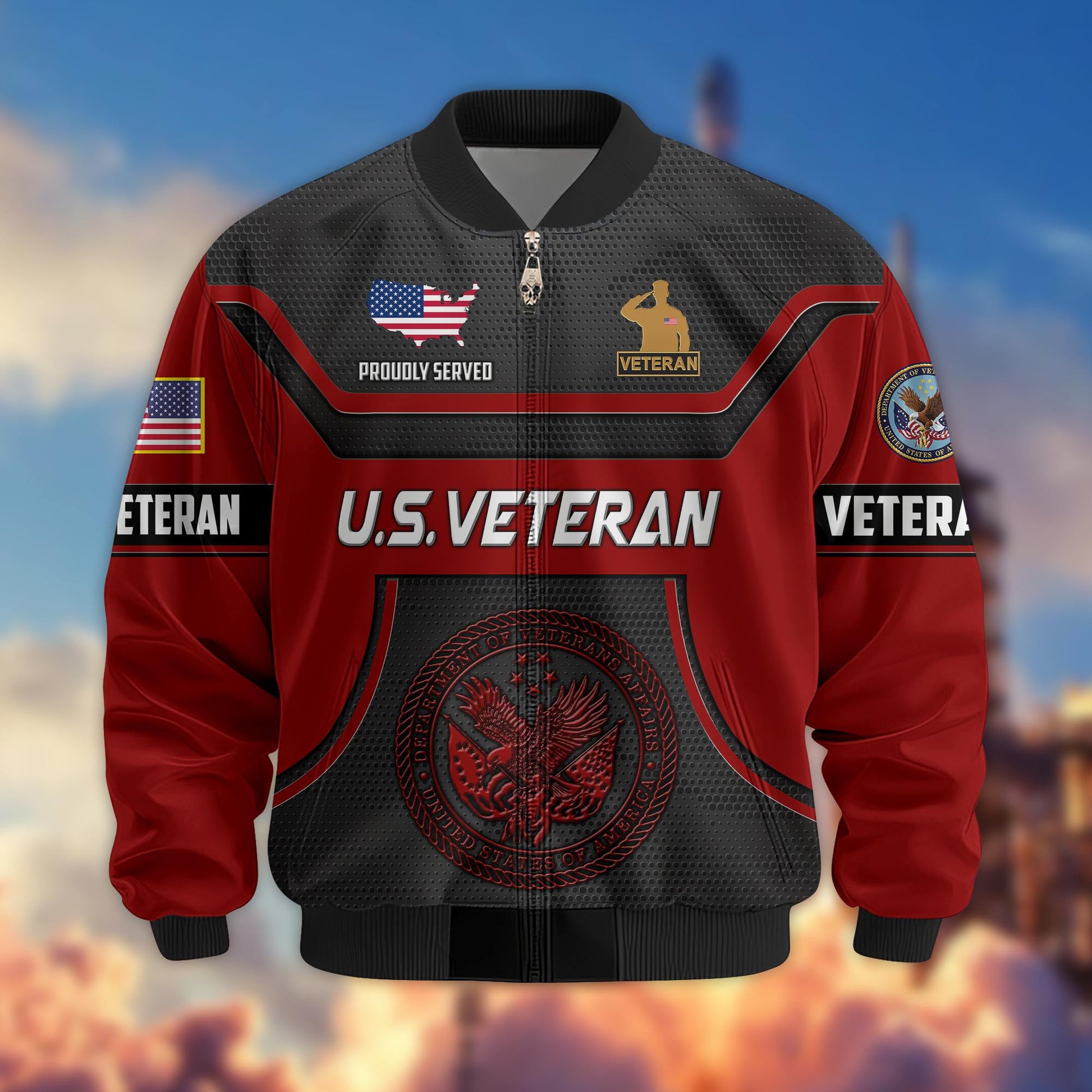 Premium US Veterans Bomber Jacket BPHN120811, Gifts For US Veterans, Gifts On Father's Day, Veterans Day.