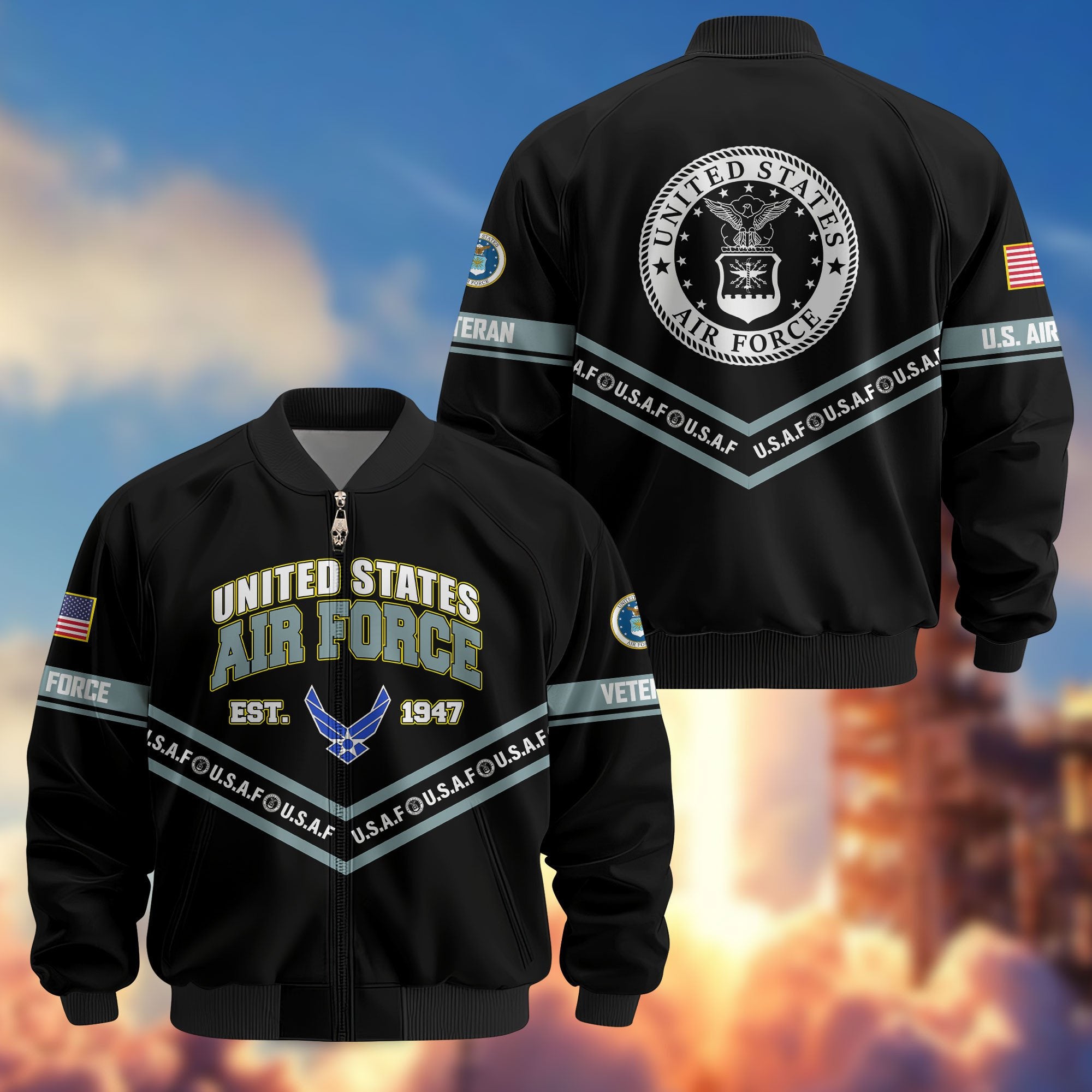 Premium US Veterans Bomber Jacket ATTN240821, Gifts For US Veterans, Gifts On Father's Day, Veterans Day.