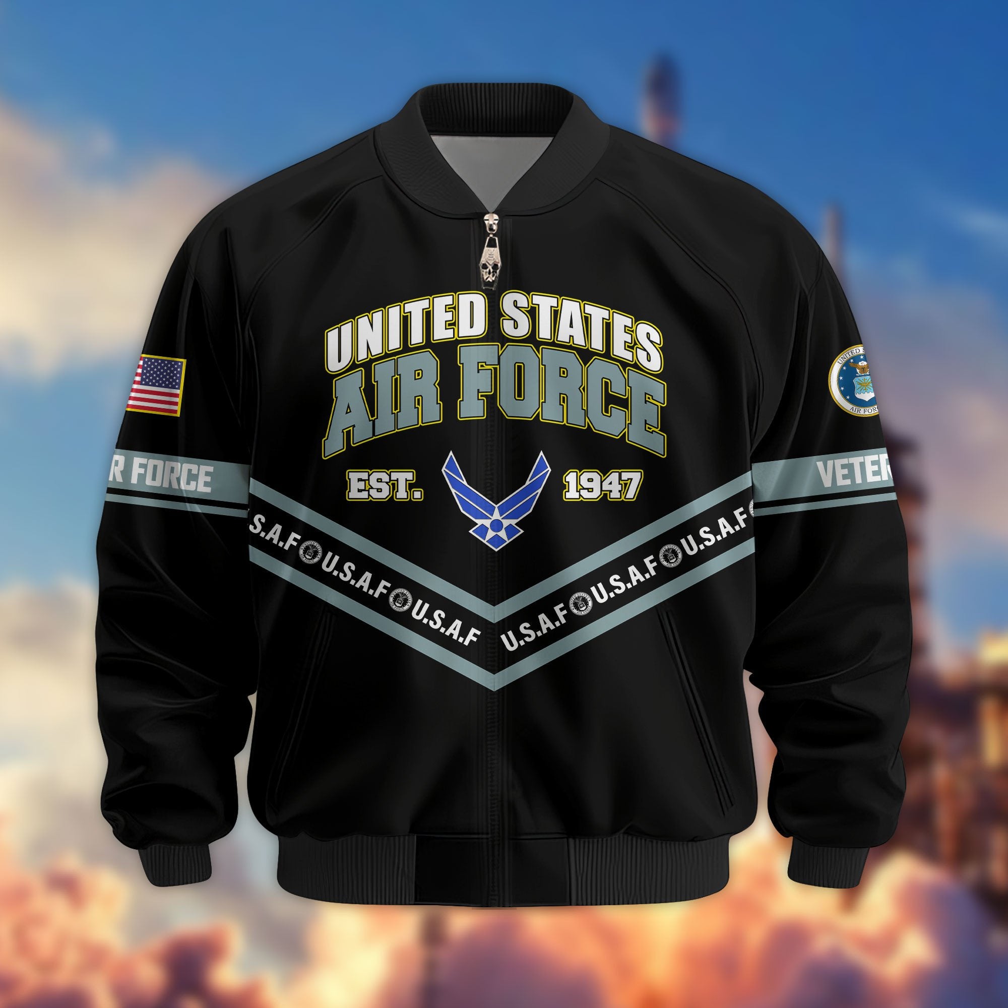 Premium US Veterans Bomber Jacket ATTN240821, Gifts For US Veterans, Gifts On Father's Day, Veterans Day.