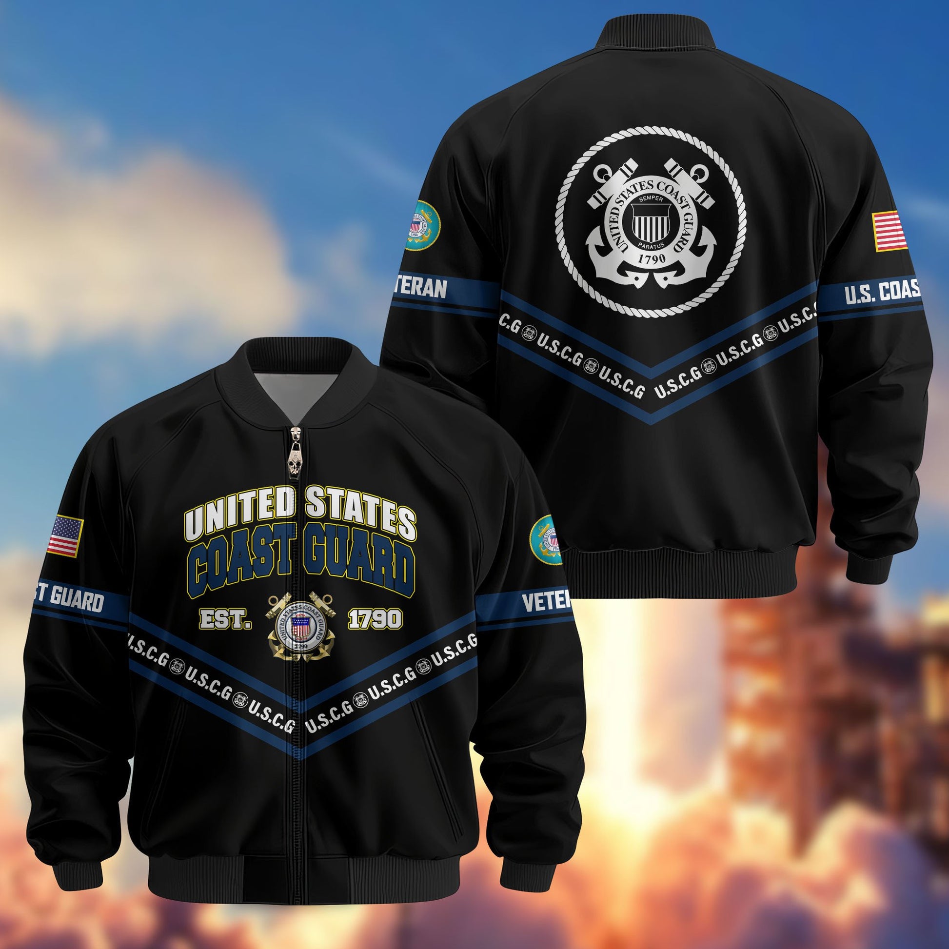 Premium US Veterans Bomber Jacket ATTN240821, Gifts For US Veterans, Gifts On Father's Day, Veterans Day.