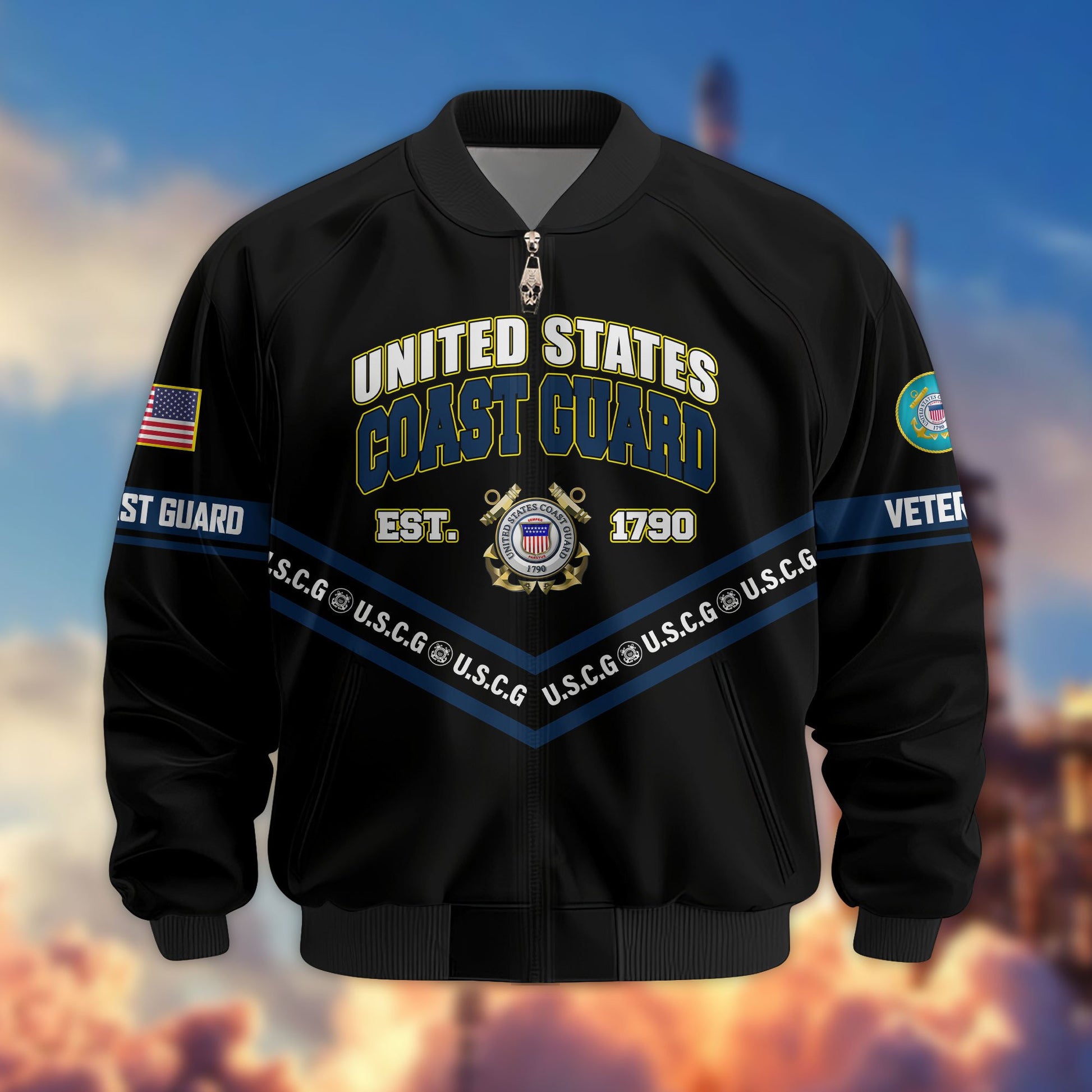 Premium US Veterans Bomber Jacket ATTN240821, Gifts For US Veterans, Gifts On Father's Day, Veterans Day.