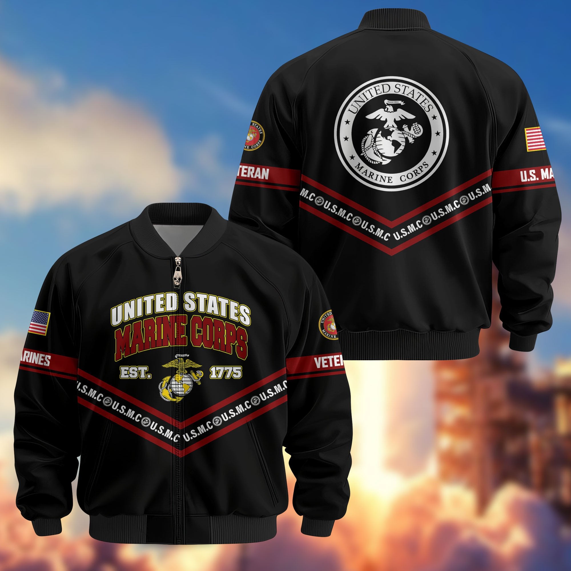 Premium US Veterans Bomber Jacket ATTN240821, Gifts For US Veterans, Gifts On Father's Day, Veterans Day.