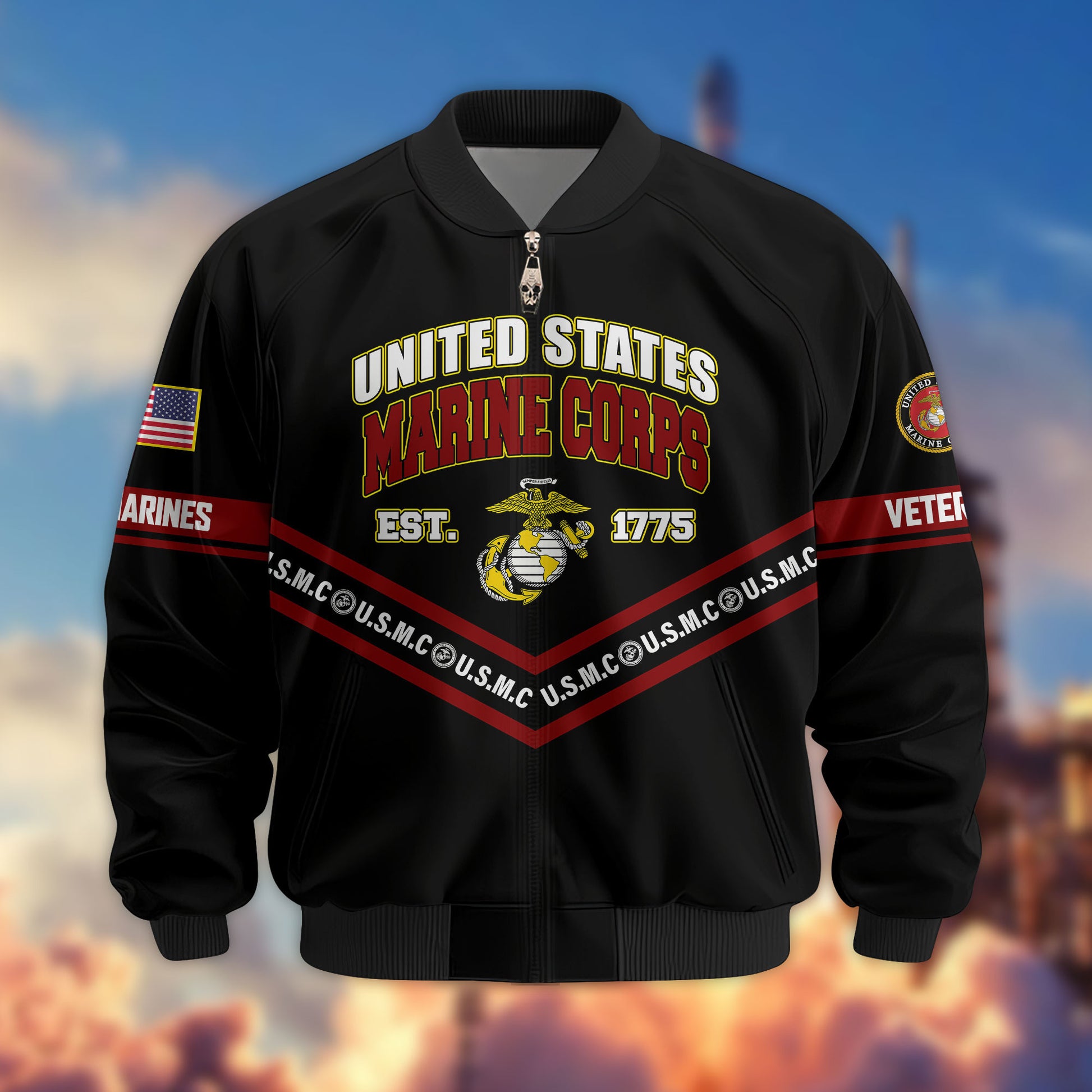Premium US Veterans Bomber Jacket ATTN240821, Gifts For US Veterans, Gifts On Father's Day, Veterans Day.