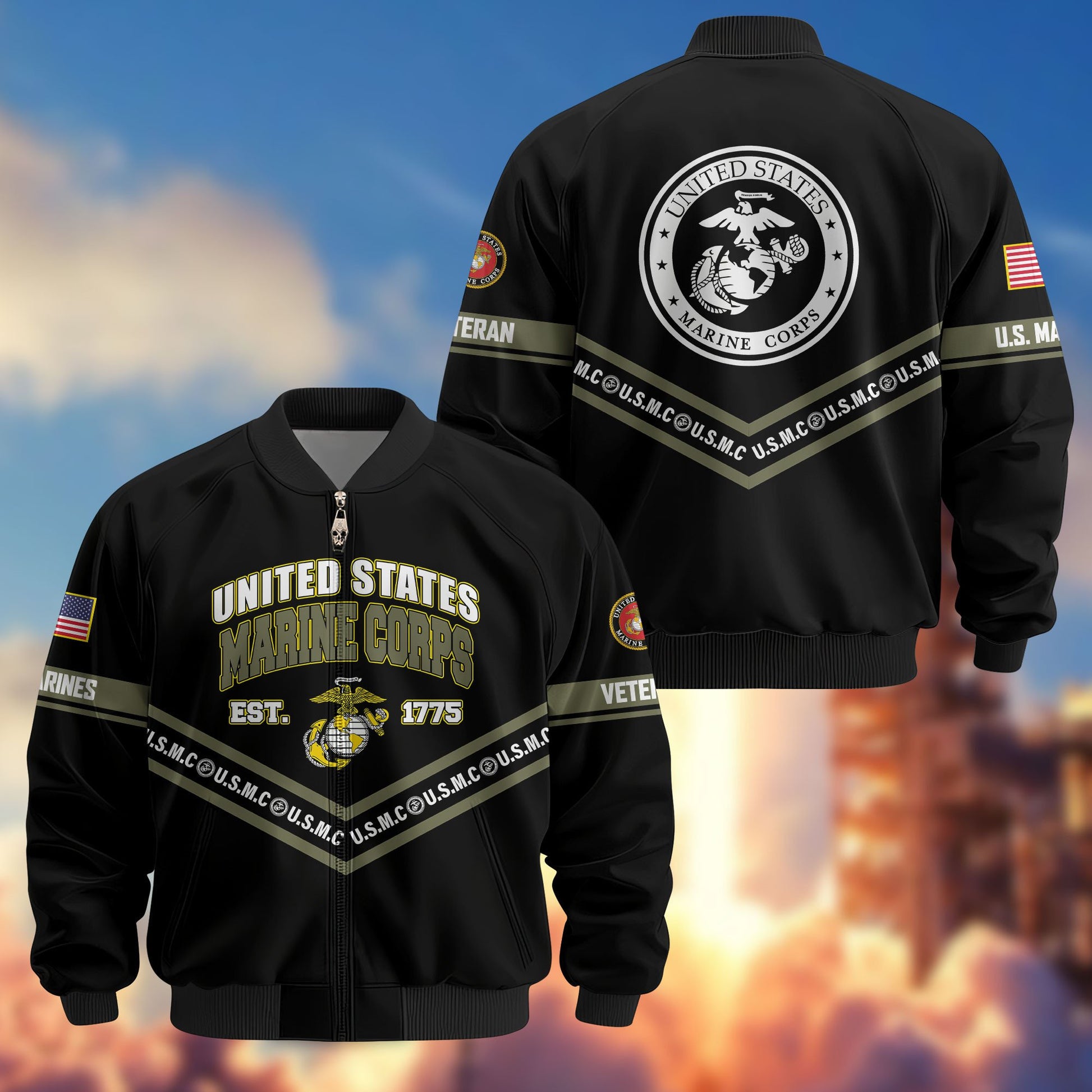 Premium US Veterans Bomber Jacket ATTN240821, Gifts For US Veterans, Gifts On Father's Day, Veterans Day.