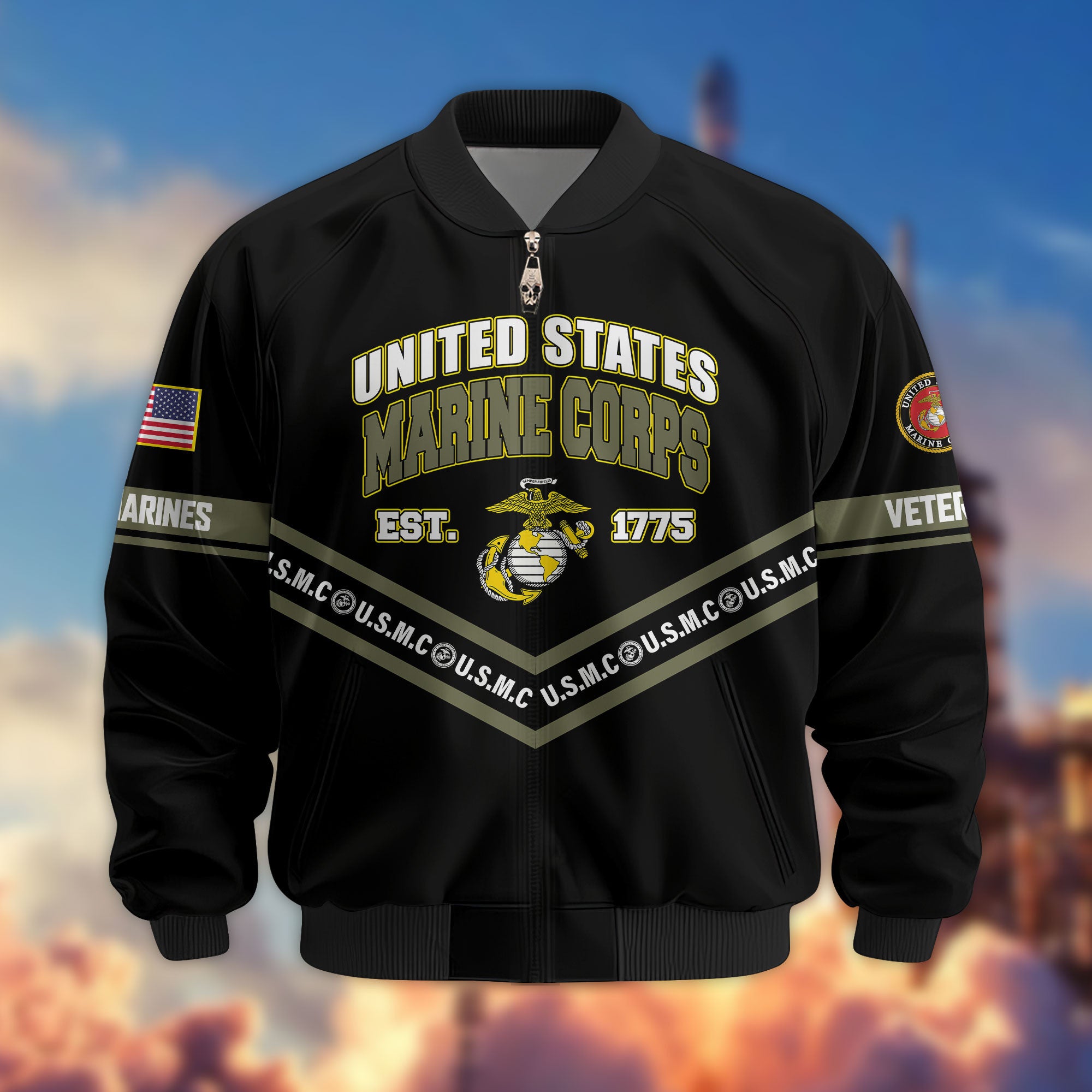 Premium US Veterans Bomber Jacket ATTN240821, Gifts For US Veterans, Gifts On Father's Day, Veterans Day.