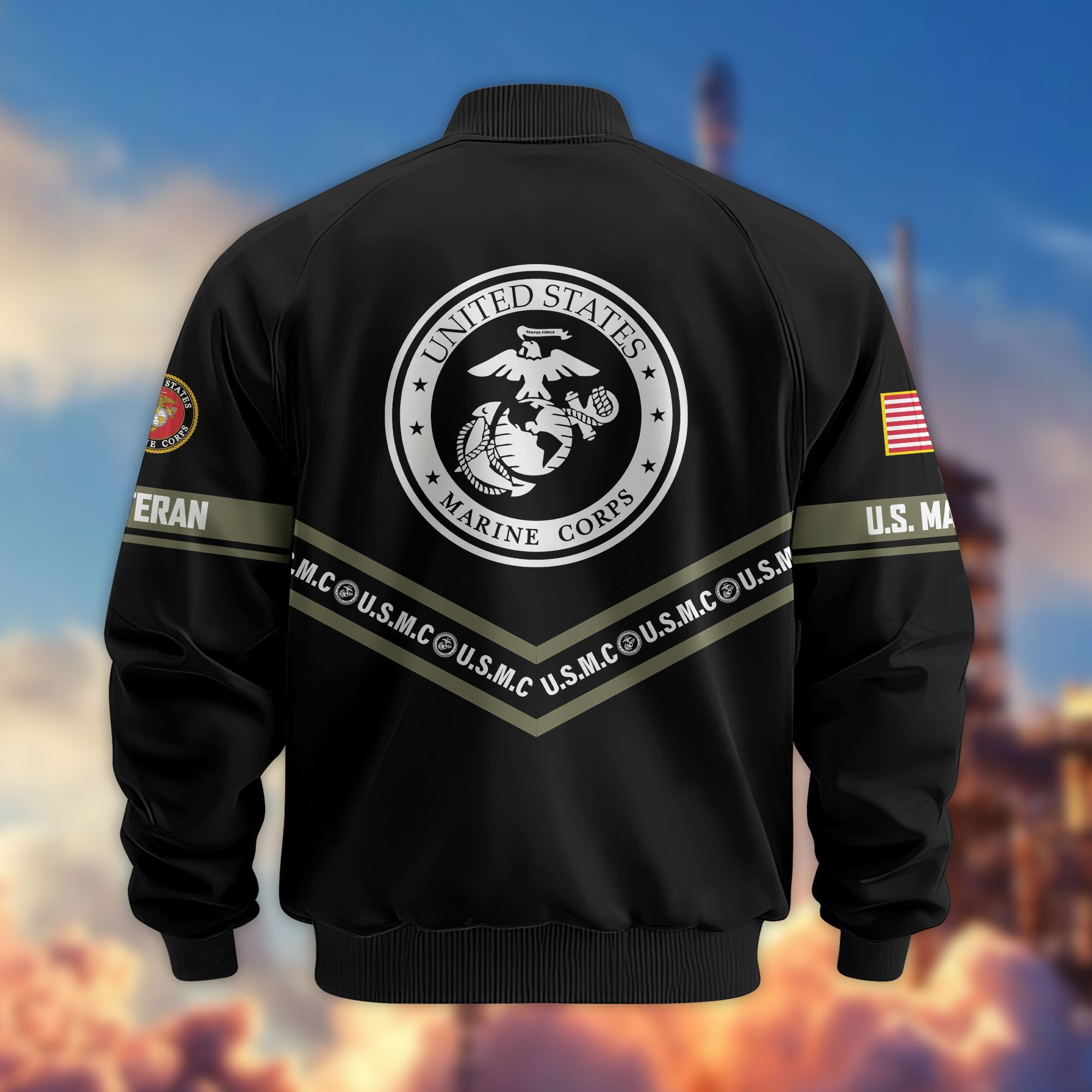 Premium US Veterans Bomber Jacket ATTN240821, Gifts For US Veterans, Gifts On Father's Day, Veterans Day.