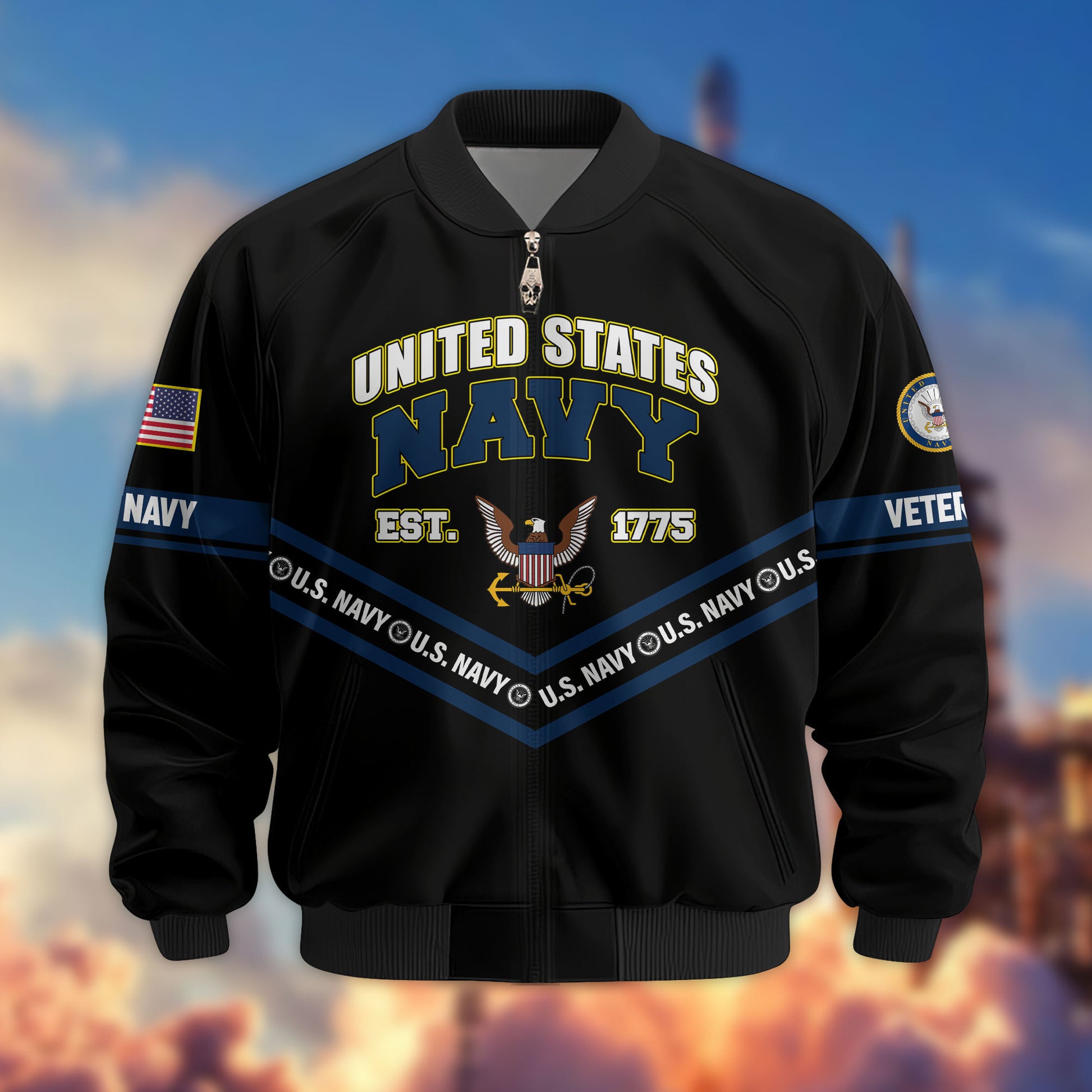 Premium US Veterans Bomber Jacket ATTN240821, Gifts For US Veterans, Gifts On Father's Day, Veterans Day.