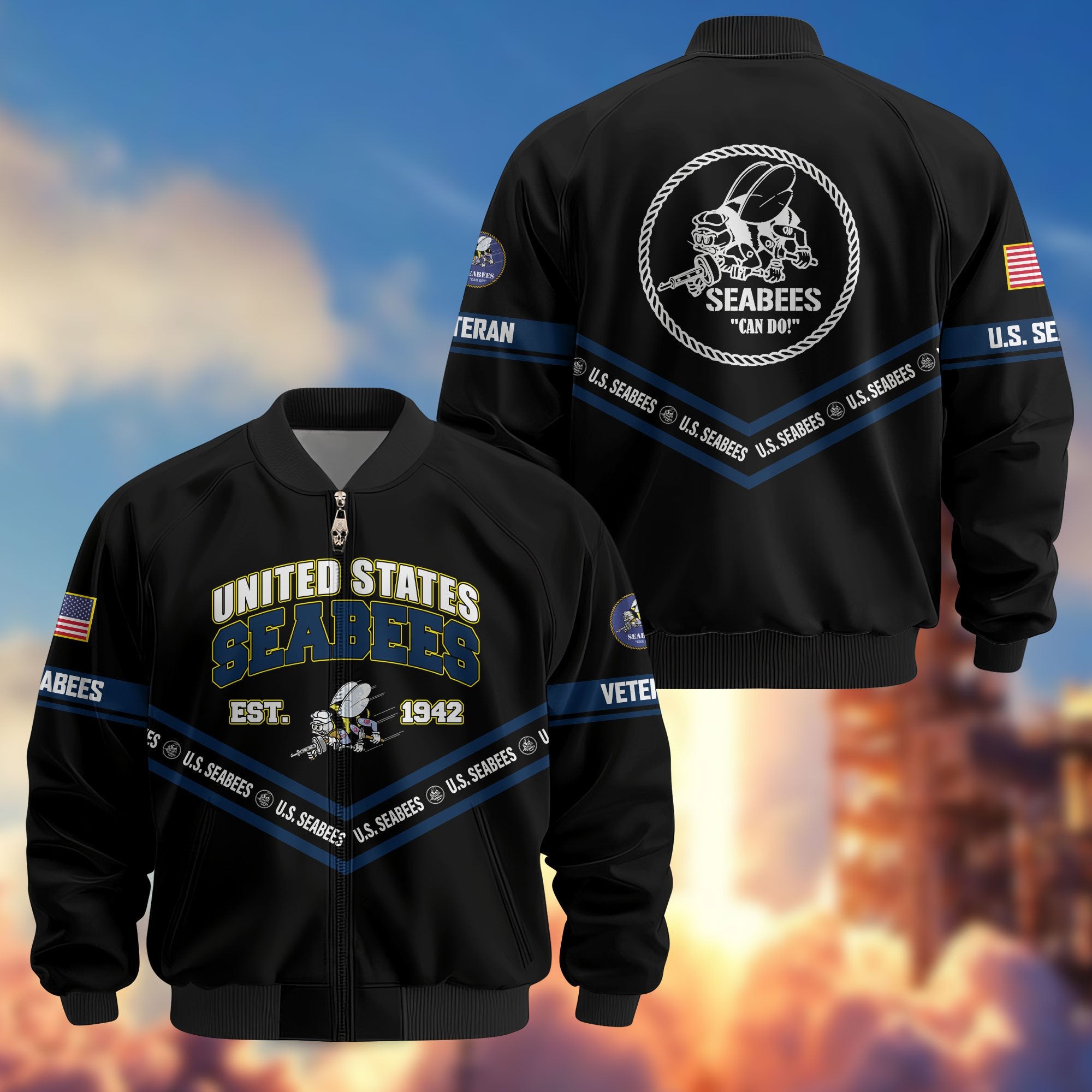 Premium US Veterans Bomber Jacket ATTN240821, Gifts For US Veterans, Gifts On Father's Day, Veterans Day.