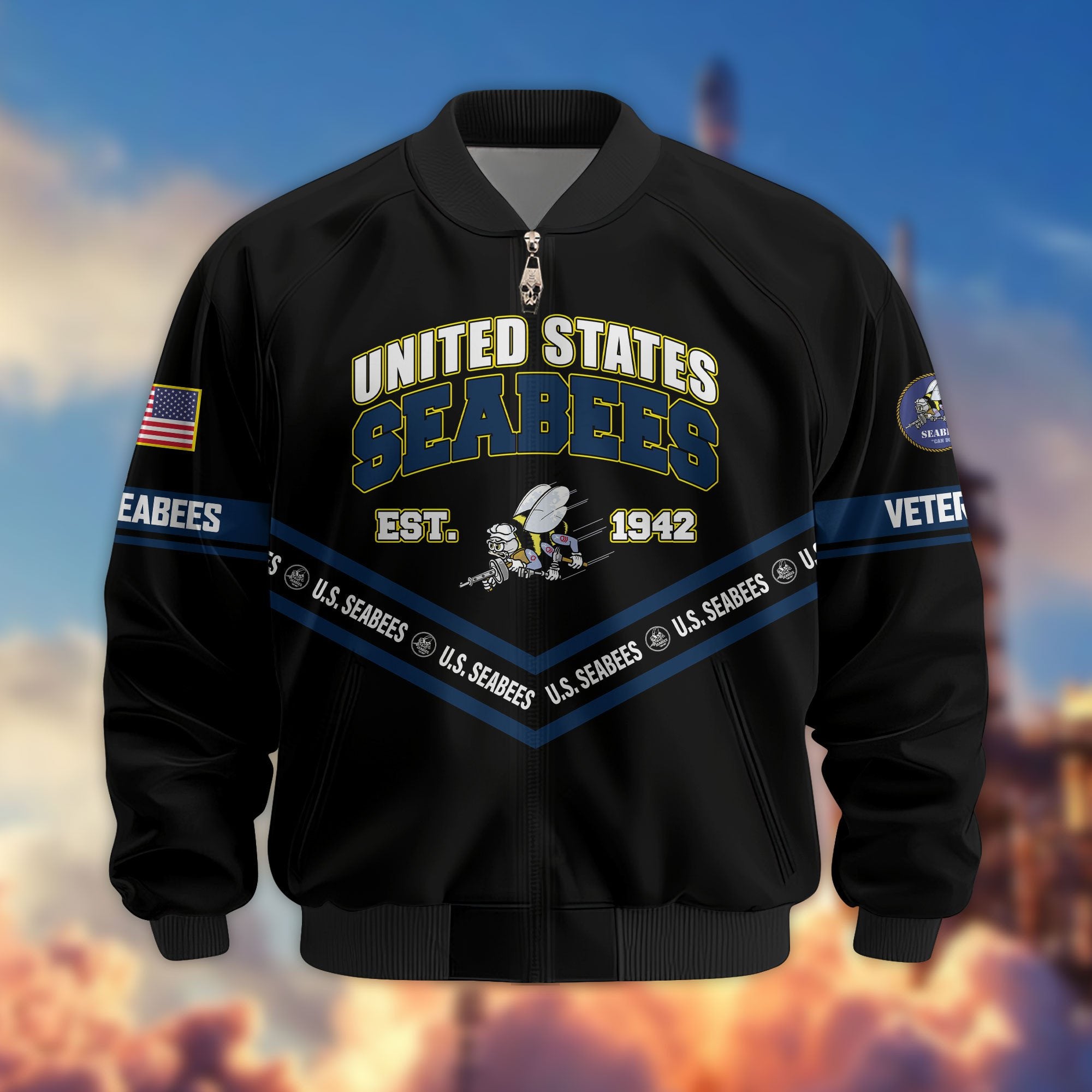 Premium US Veterans Bomber Jacket ATTN240821, Gifts For US Veterans, Gifts On Father's Day, Veterans Day.