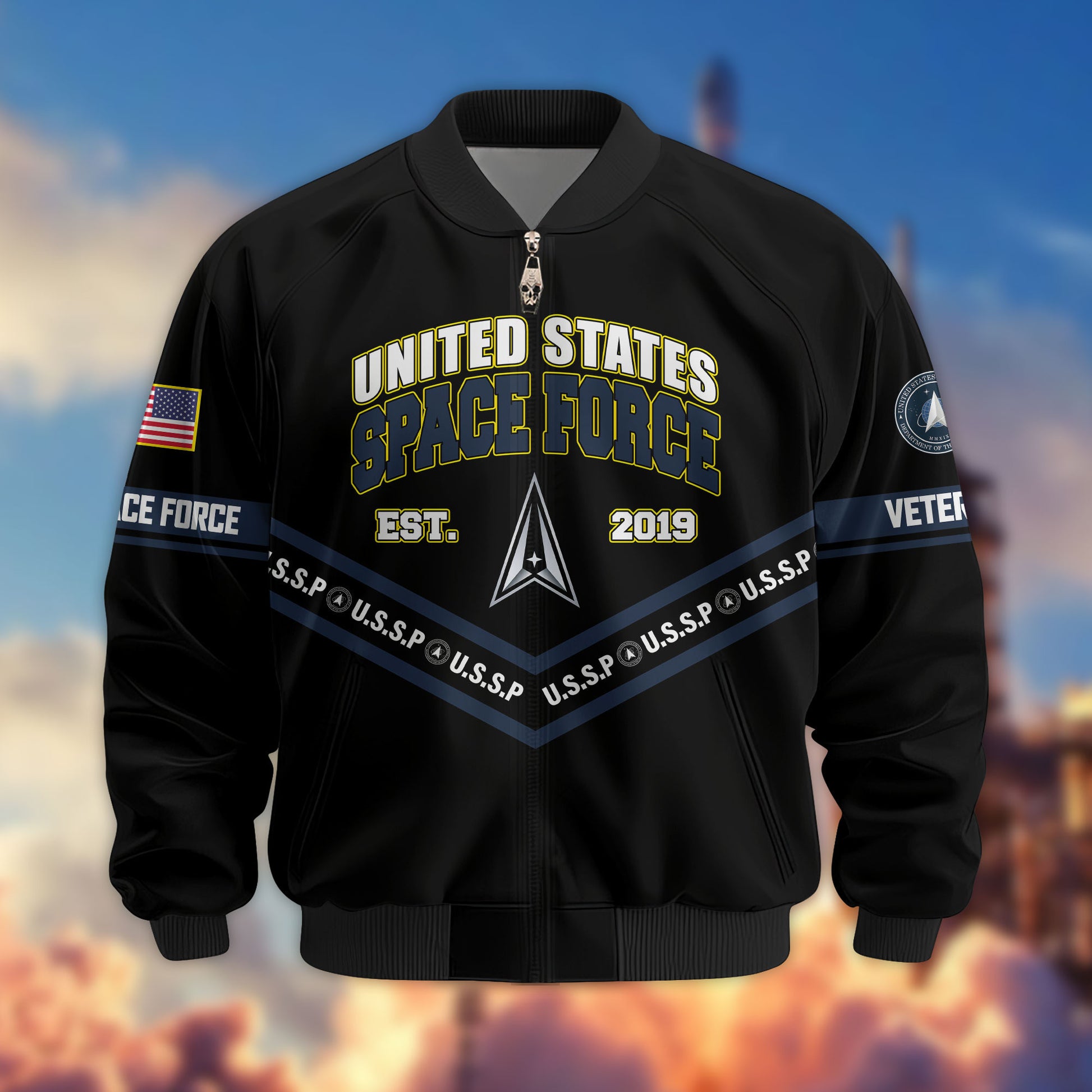 Premium US Veterans Bomber Jacket ATTN240821, Gifts For US Veterans, Gifts On Father's Day, Veterans Day.
