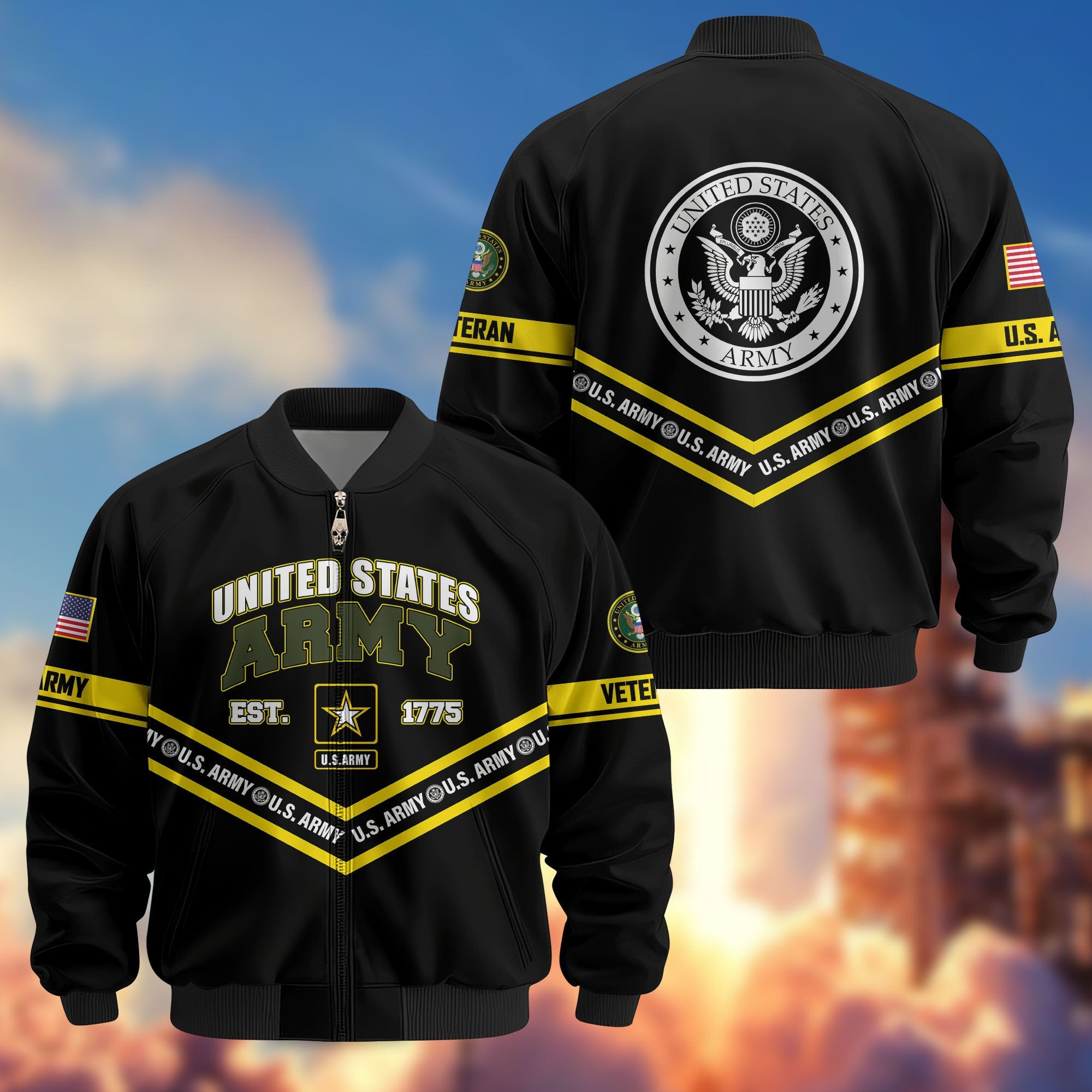 Premium US Veterans Bomber Jacket ATTN240821, Gifts For US Veterans, Gifts On Father's Day, Veterans Day.