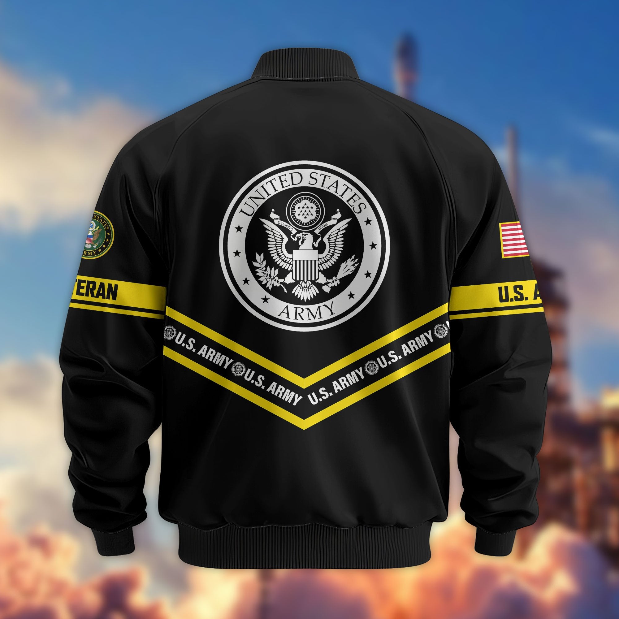 Premium US Veterans Bomber Jacket ATTN240821, Gifts For US Veterans, Gifts On Father's Day, Veterans Day.