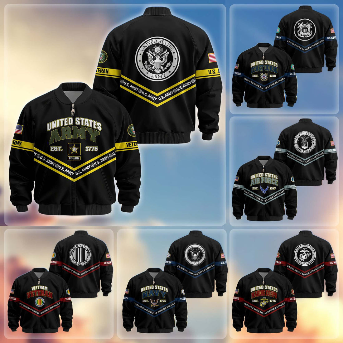 Premium US Veterans Bomber Jacket ATTN240821, Gifts For US Veterans, Gifts On Father's Day, Veterans Day.