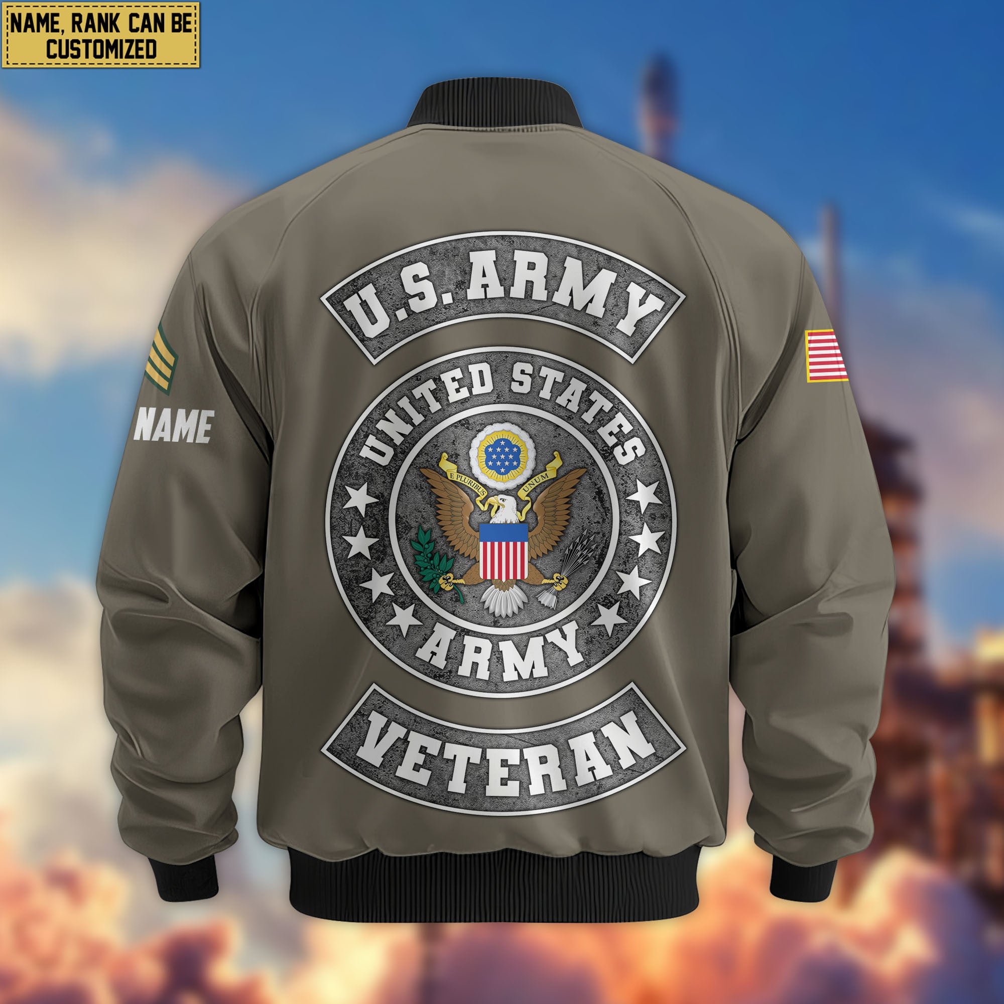Premium Custom US Army Veteran Bomber Jacket VPVC802801, Gifts For US Army Veteran, Gifts On Father's Day, Veterans Day.