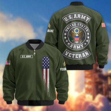 Premium Custom US Army Veteran Bomber Jacket VPVC802810, Gifts For US Army Veteran, Gifts On Father's Day, Veterans Day.