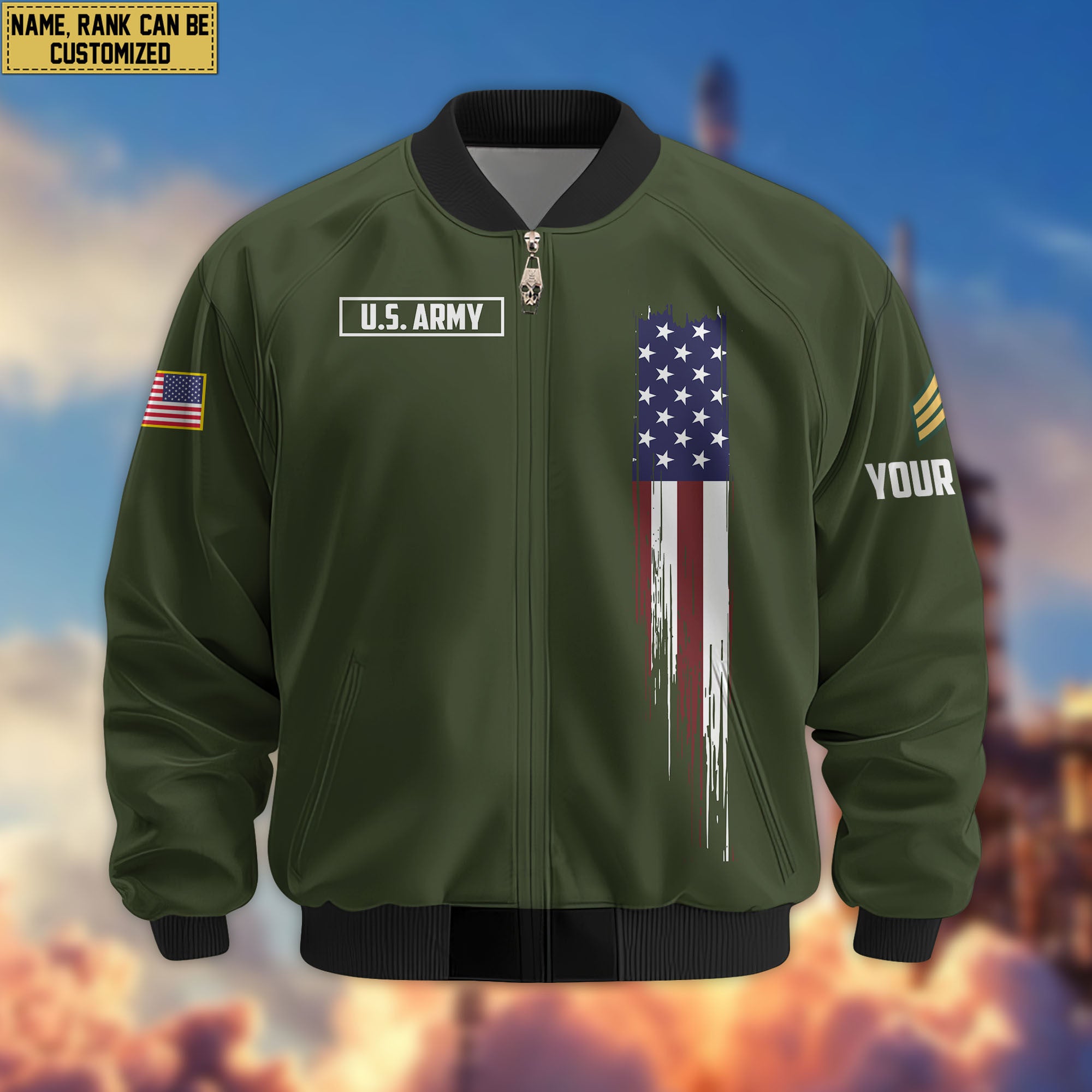Premium Custom US Army Veteran Bomber Jacket VPVC802810, Gifts For US Army Veteran, Gifts On Father's Day, Veterans Day.