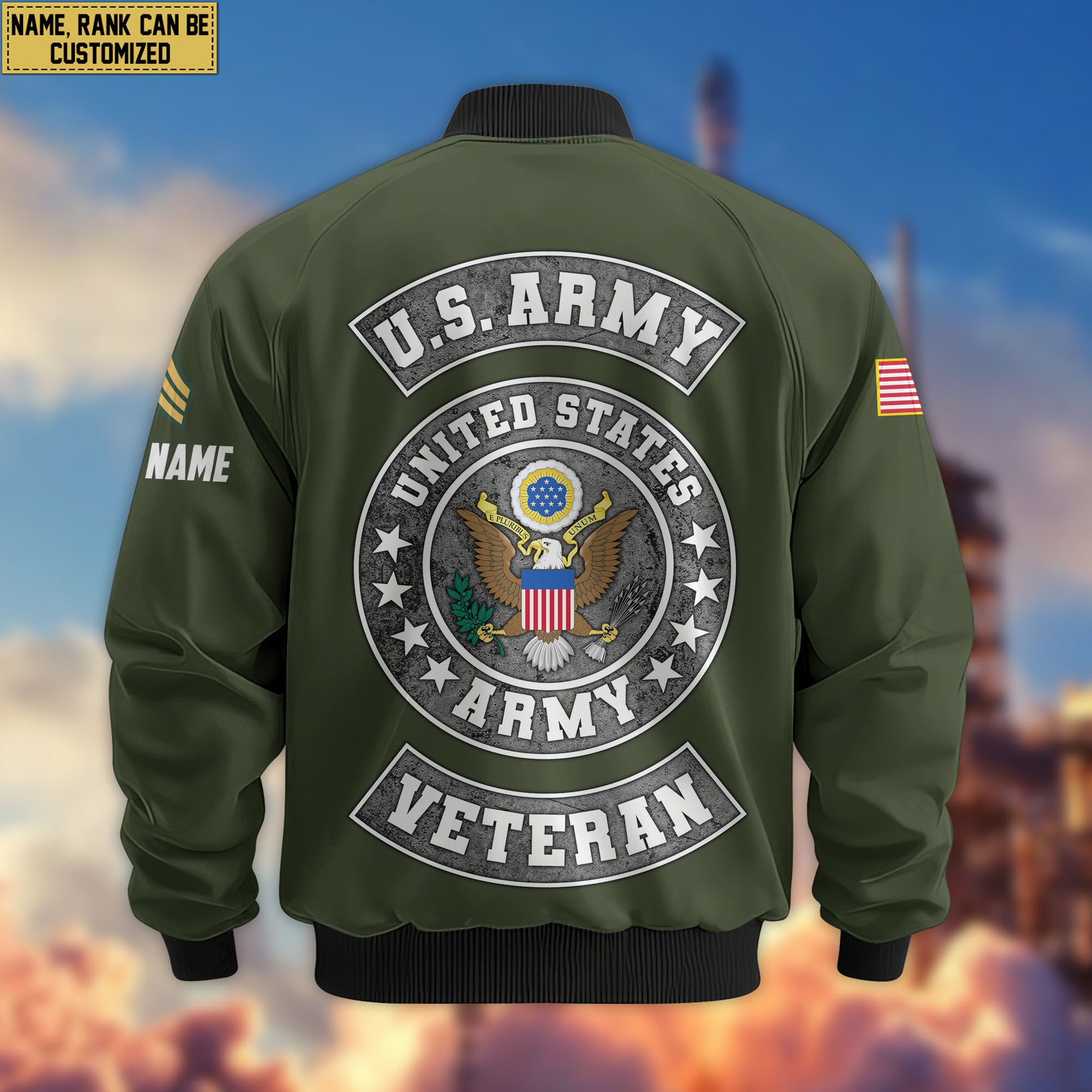 Premium Custom US Army Veteran Bomber Jacket VPVC802810, Gifts For US Army Veteran, Gifts On Father's Day, Veterans Day.