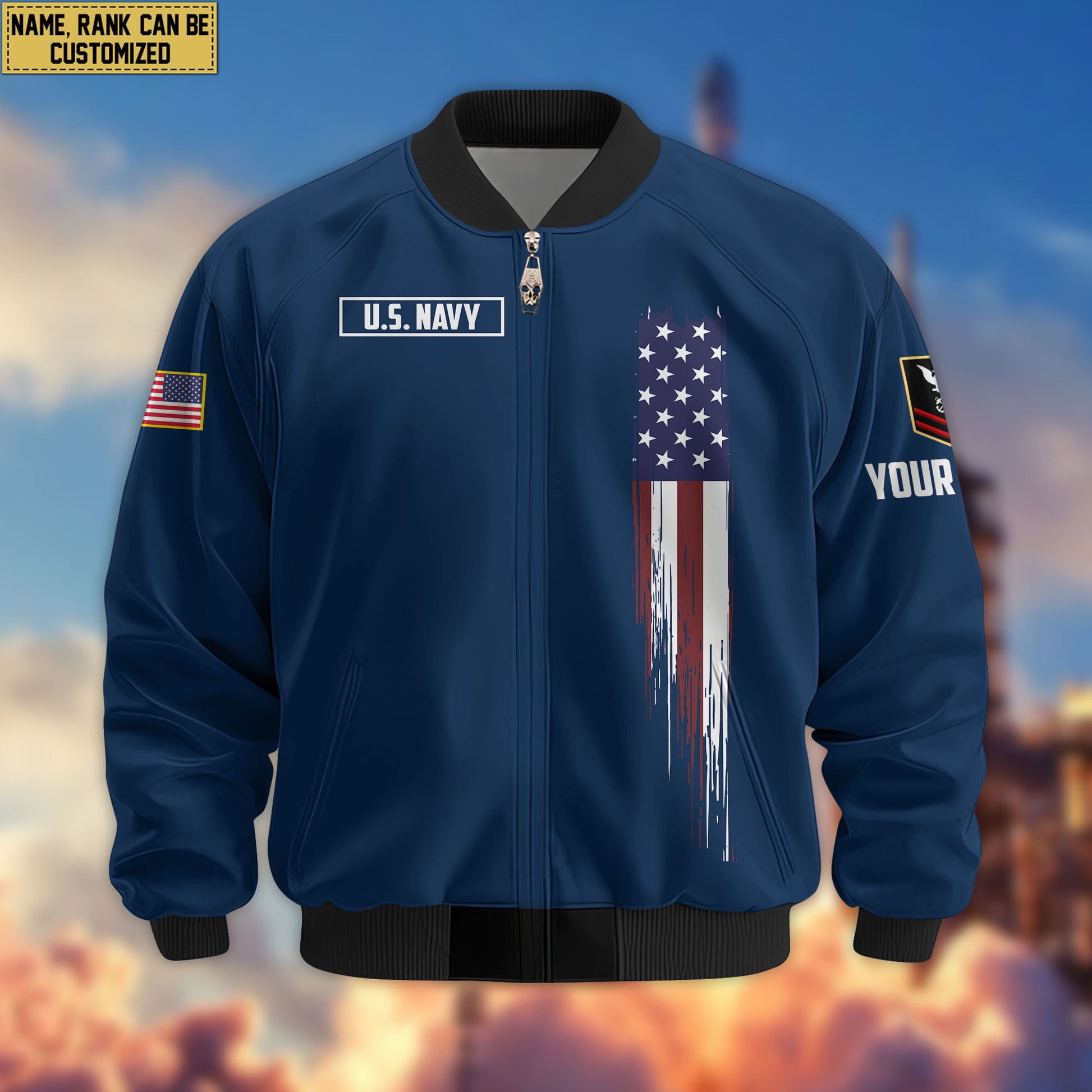 Premium Custom US Navy Veteran Bomber Jacket VPVC802802, Gifts For US Navy Veteran, Gifts On Father's Day, Veterans Day.