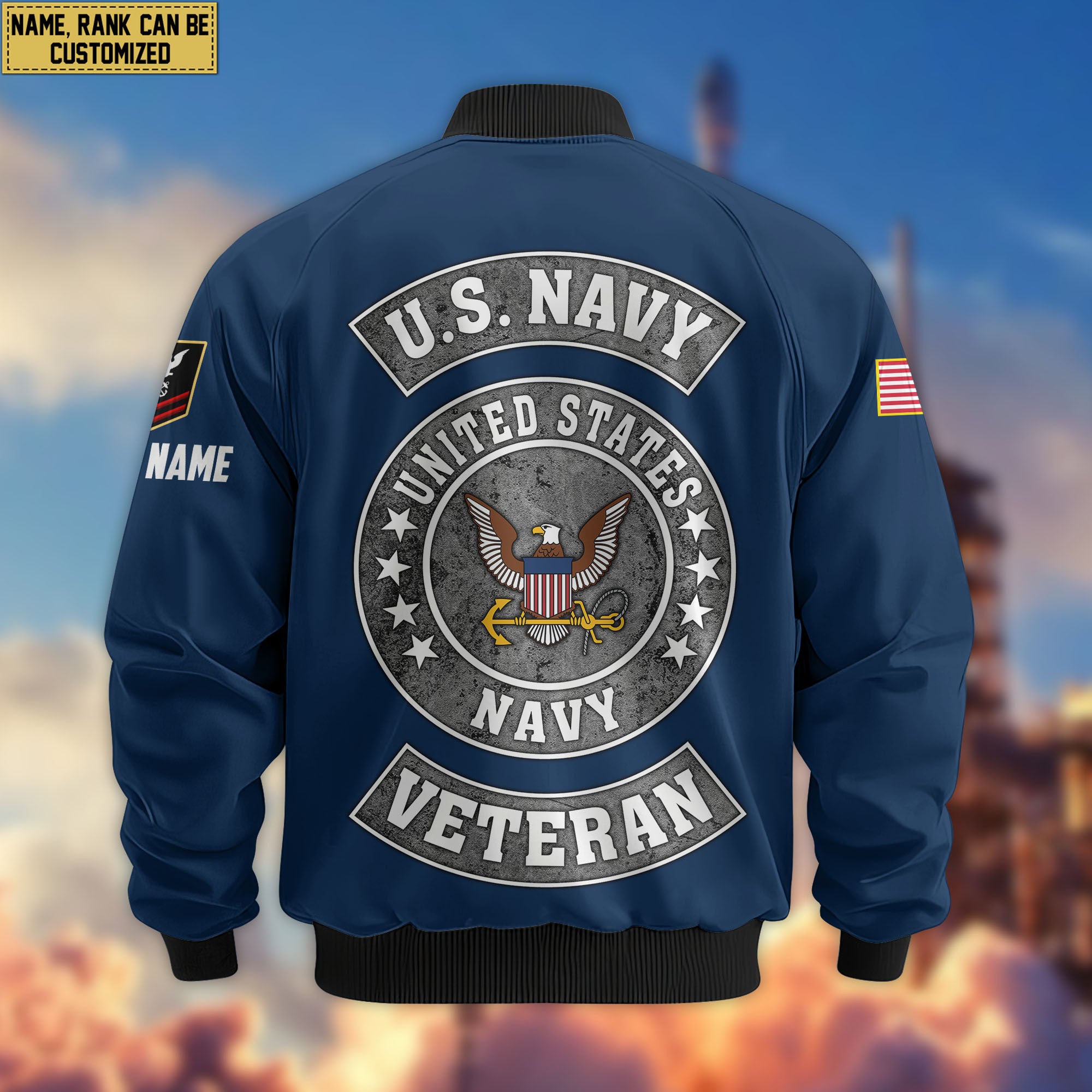 Premium Custom US Navy Veteran Bomber Jacket VPVC802802, Gifts For US Navy Veteran, Gifts On Father's Day, Veterans Day.