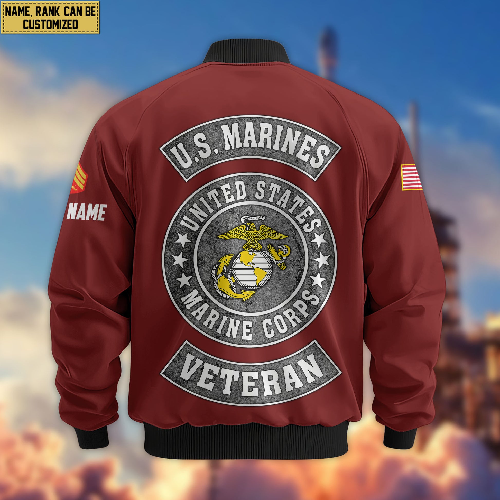 Premium Custom USMC Veteran Bomber Jacket VPVC802803, Gifts For US Marine Veteran, Gifts On Father's Day, Veterans Day.