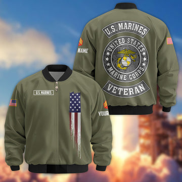 Premium Custom USMC Veteran Bomber Jacket VPVC802811, Gifts For US Marine Veteran, Gifts On Father's Day, Veterans Day.