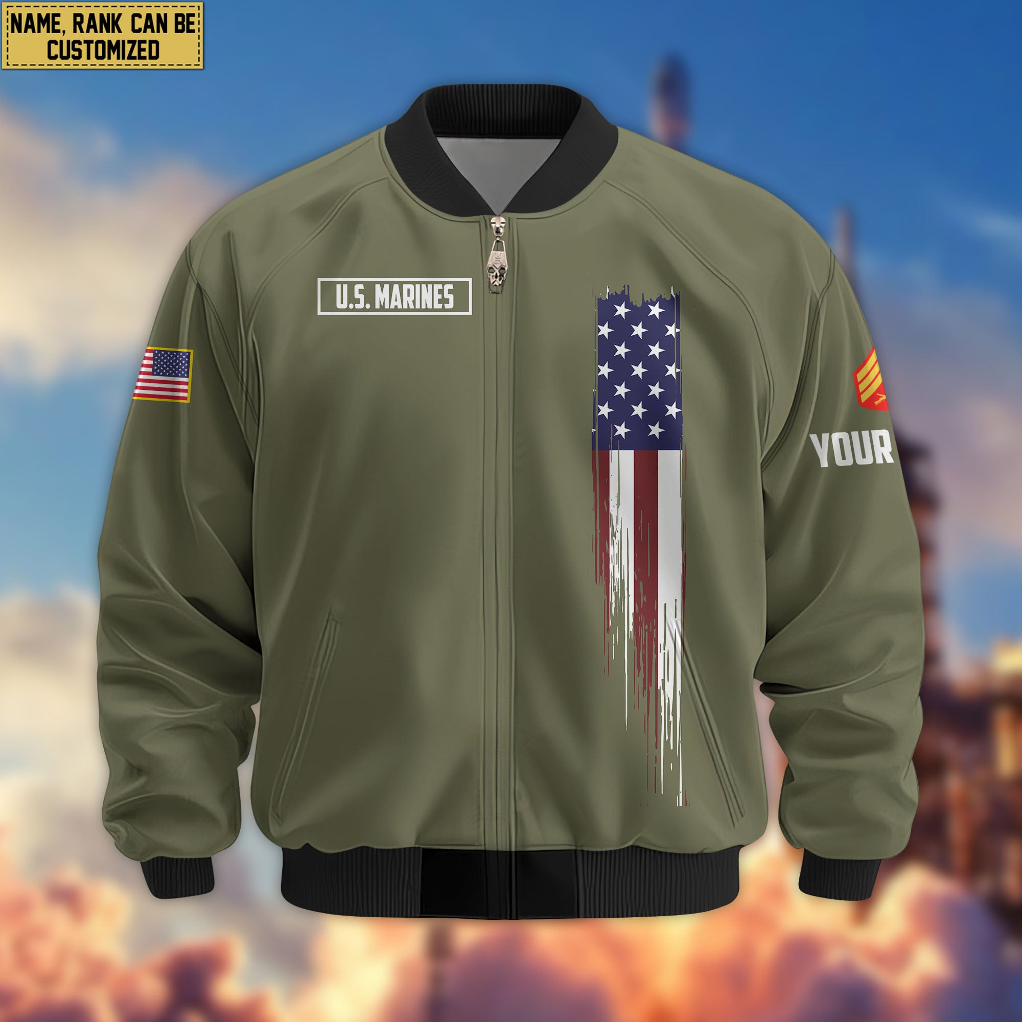 Premium Custom USMC Veteran Bomber Jacket VPVC802811, Gifts For US Marine Veteran, Gifts On Father's Day, Veterans Day.