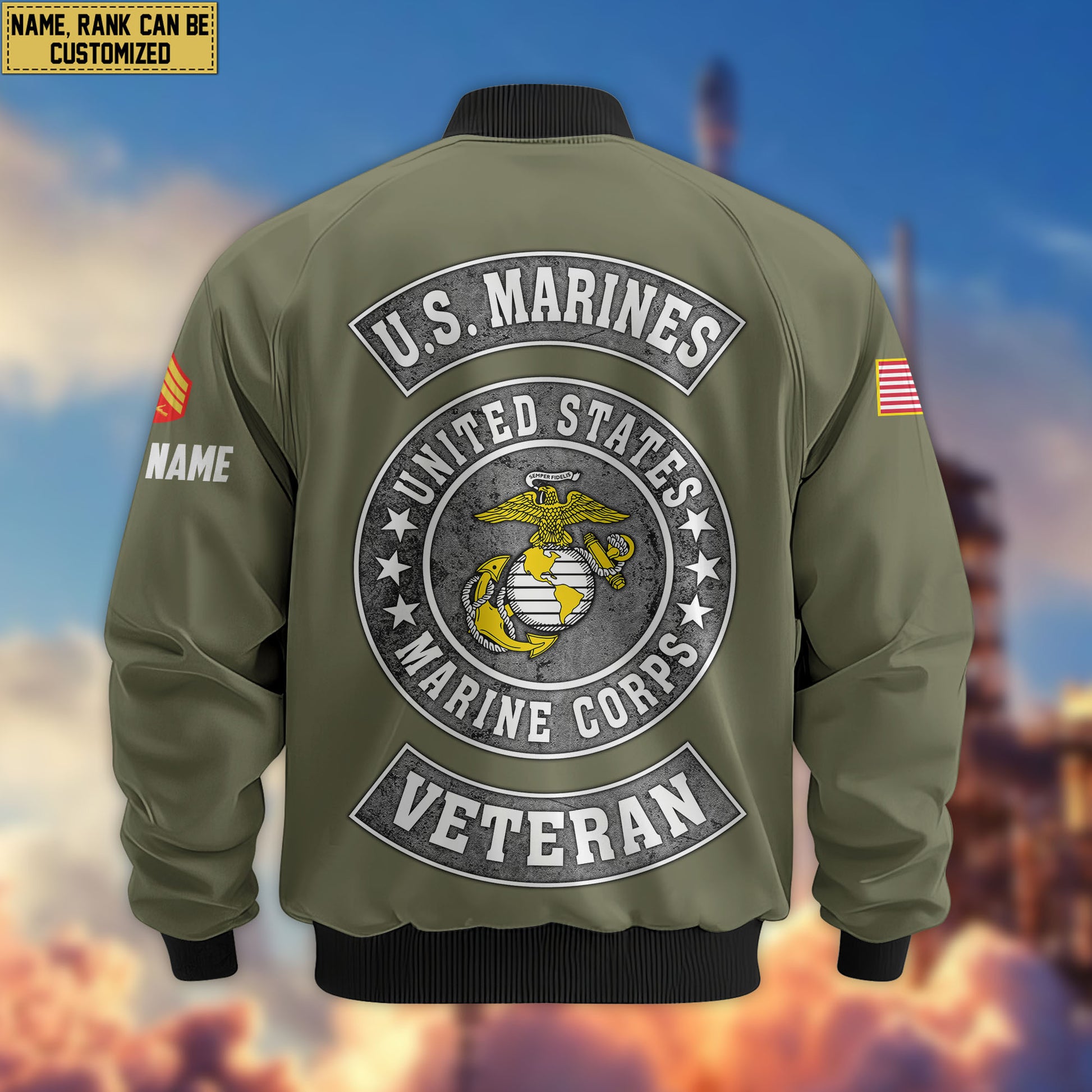 Premium Custom USMC Veteran Bomber Jacket VPVC802811, Gifts For US Marine Veteran, Gifts On Father's Day, Veterans Day.