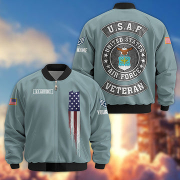 Premium Custom USAF Veteran Bomber Jacket VPVC802804, Gifts For US Air Force Veteran, Gifts On Father's Day, Veterans Day.