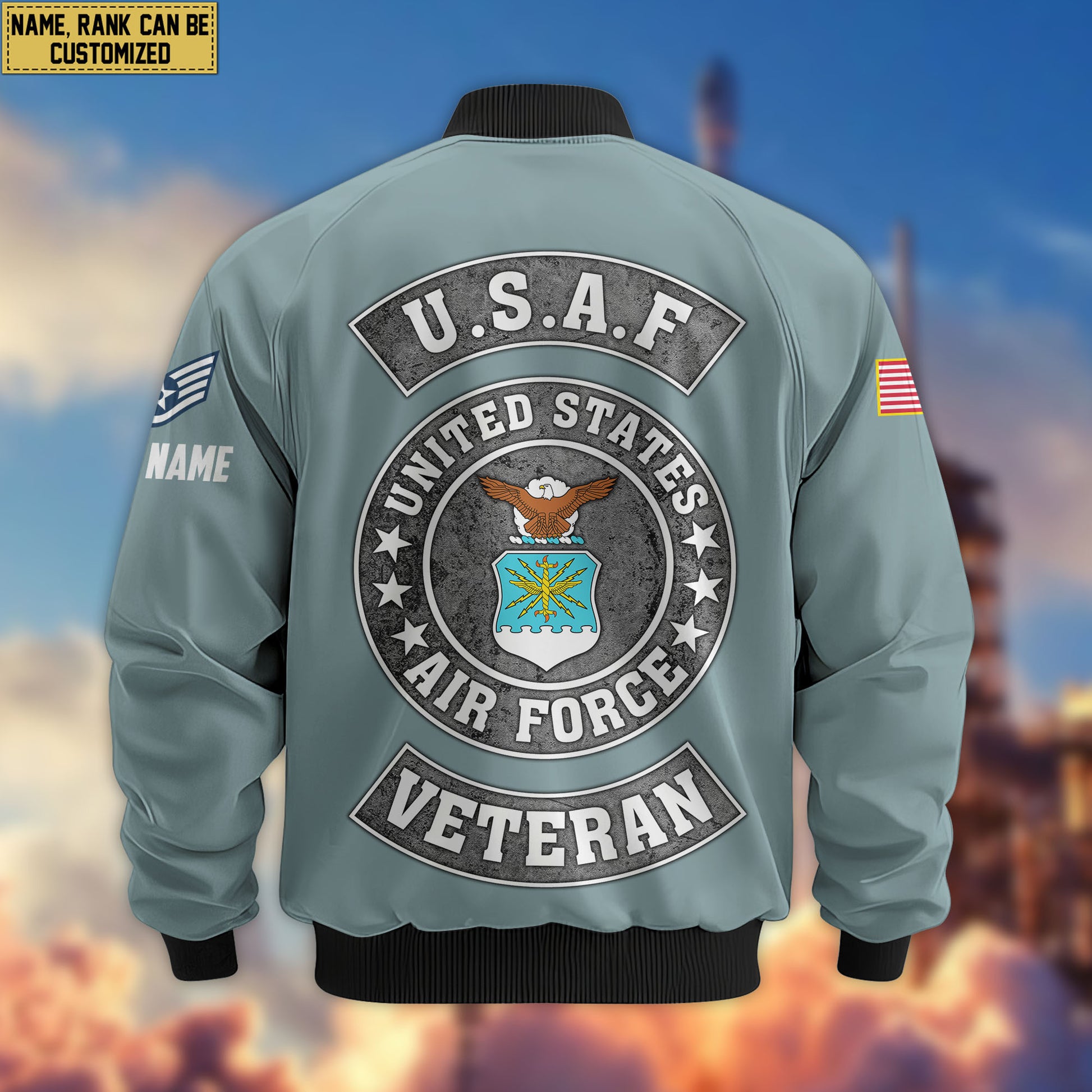 Premium Custom USAF Veteran Bomber Jacket VPVC802804, Gifts For US Air Force Veteran, Gifts On Father's Day, Veterans Day.