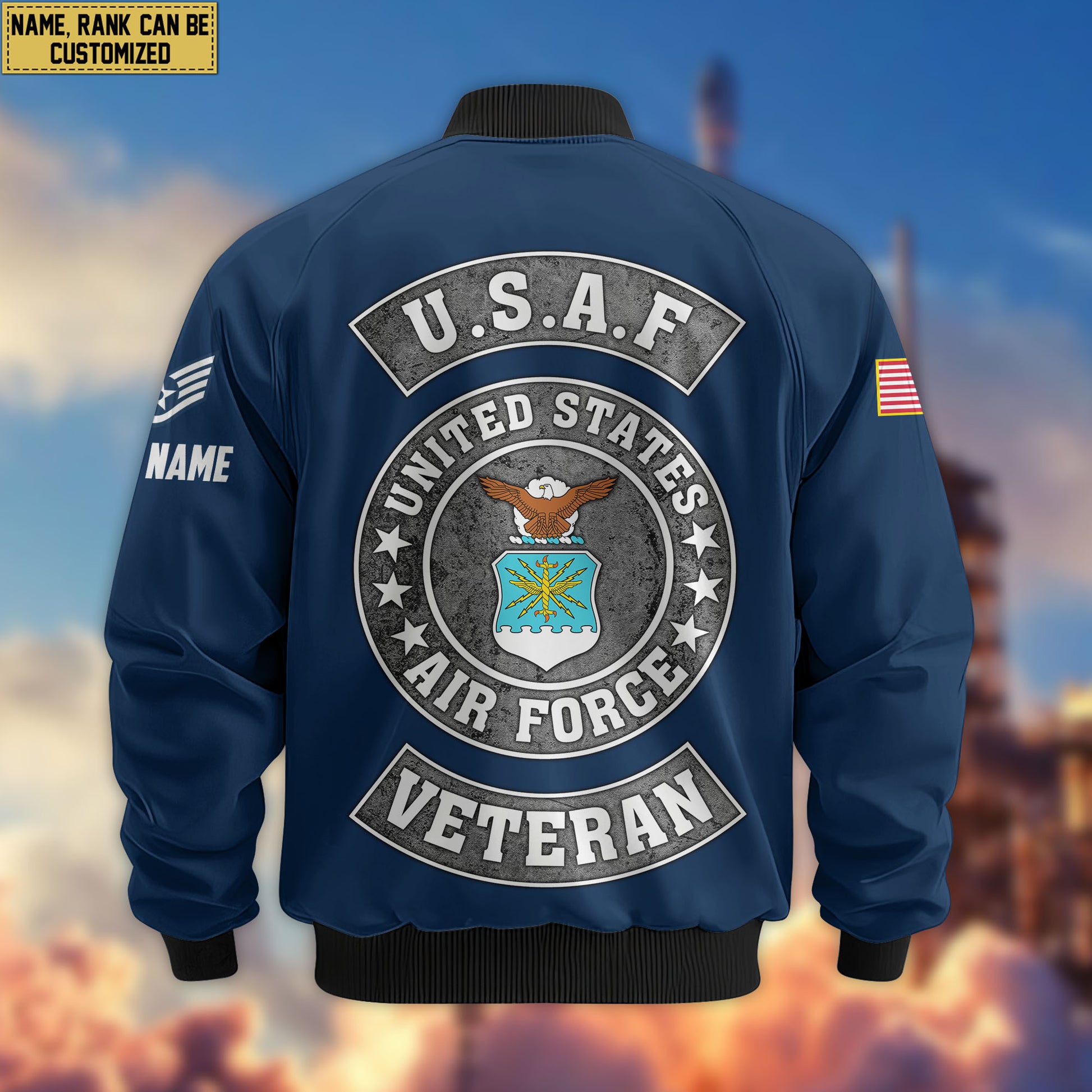 Premium Custom USAF Veteran Bomber Jacket VPVC802812, Gifts For US Air Force Veteran, Gifts On Father's Day, Veterans Day.