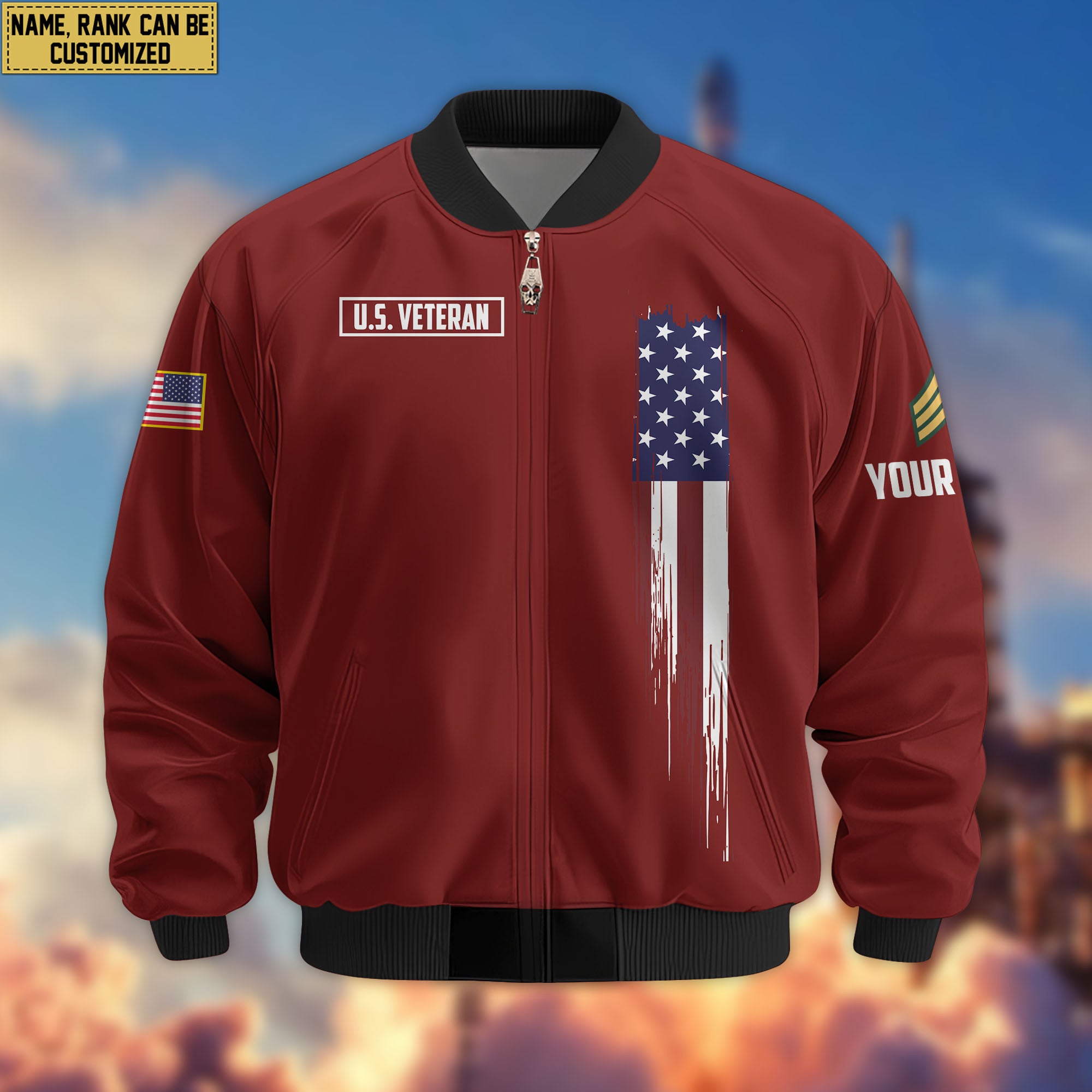 Premium Custom US Veteran Bomber Jacket VPVC802807, Gifts For US Veteran, Gifts On Father's Day, Veterans Day.