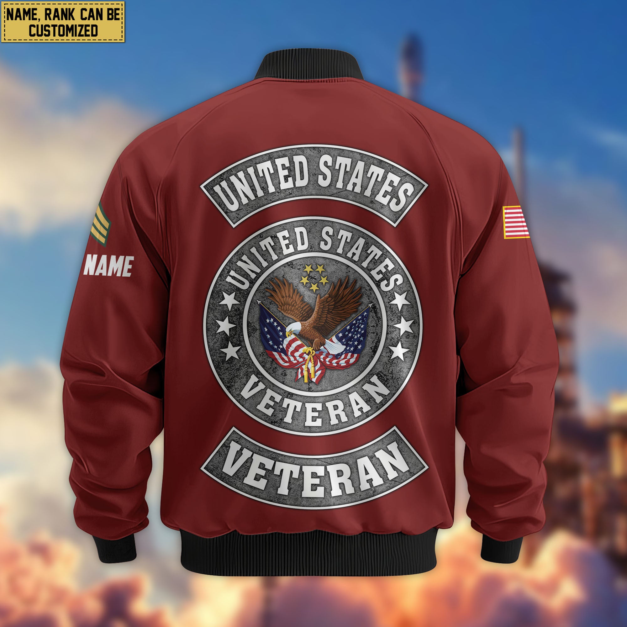 Premium Custom US Veteran Bomber Jacket VPVC802807, Gifts For US Veteran, Gifts On Father's Day, Veterans Day.