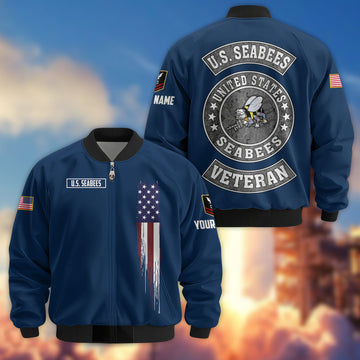 Premium Custom US Seabees Bomber Jacket VPVC802809, Gifts For Seabees Veteran, Gifts On Father's Day, Veterans Day.