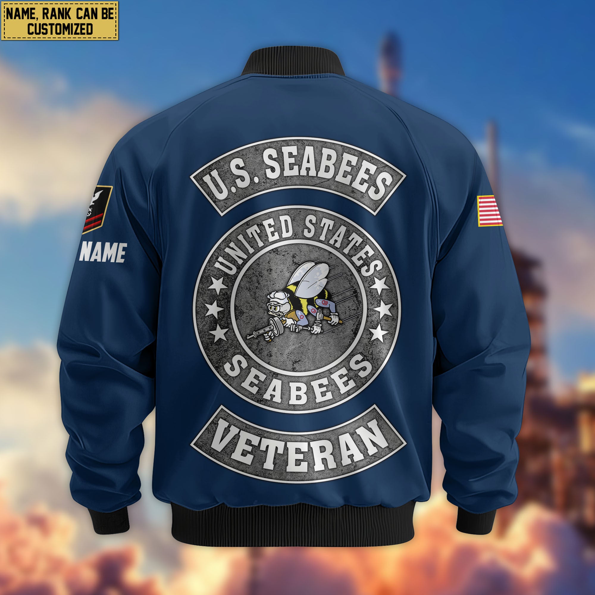 Premium Custom US Seabees Bomber Jacket VPVC802809, Gifts For Seabees Veteran, Gifts On Father's Day, Veterans Day.
