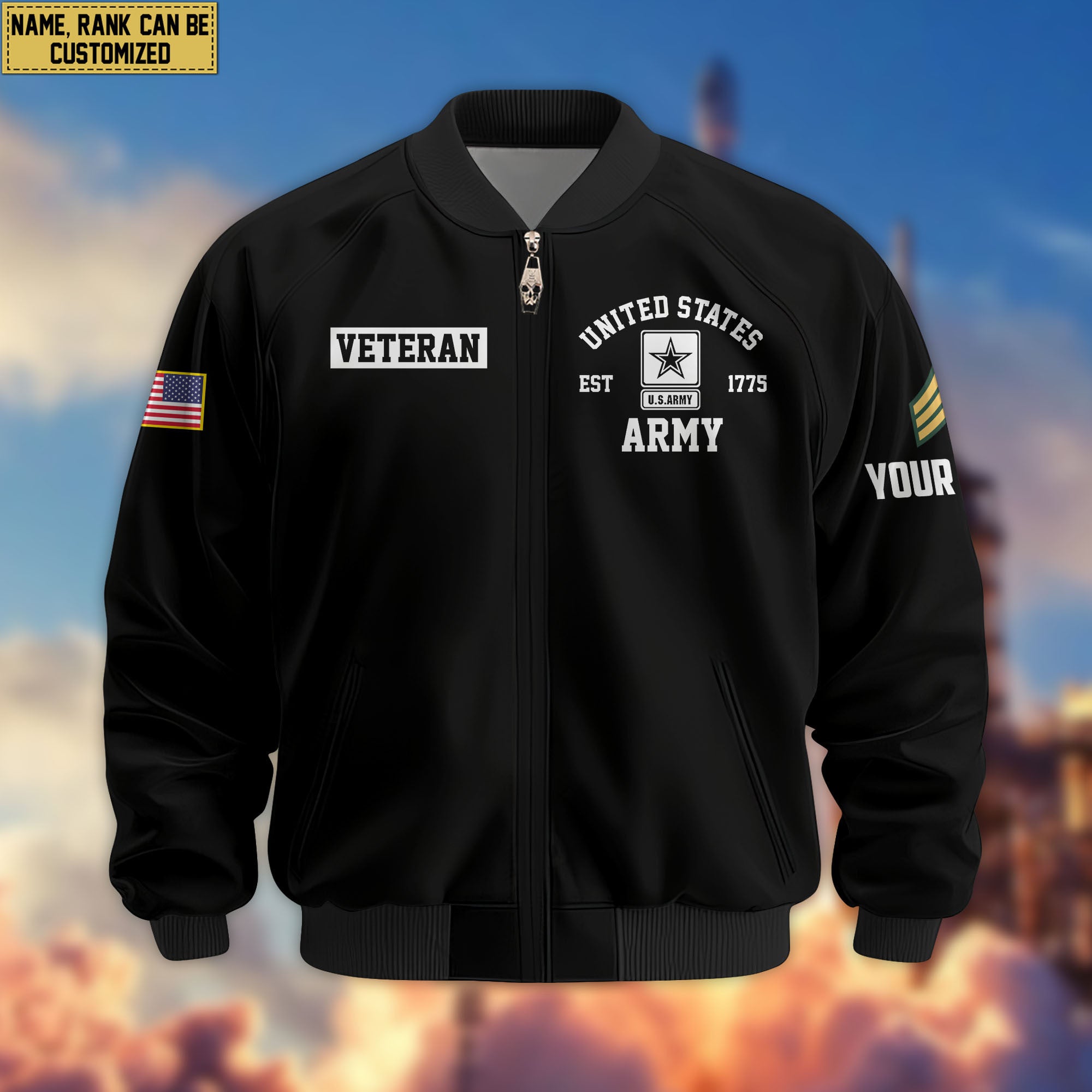 Premium Custom US Army Veteran Bomber Jacket VPVC802901, Gifts For US Army Veteran, Gifts On Father's Day, Veterans Day.