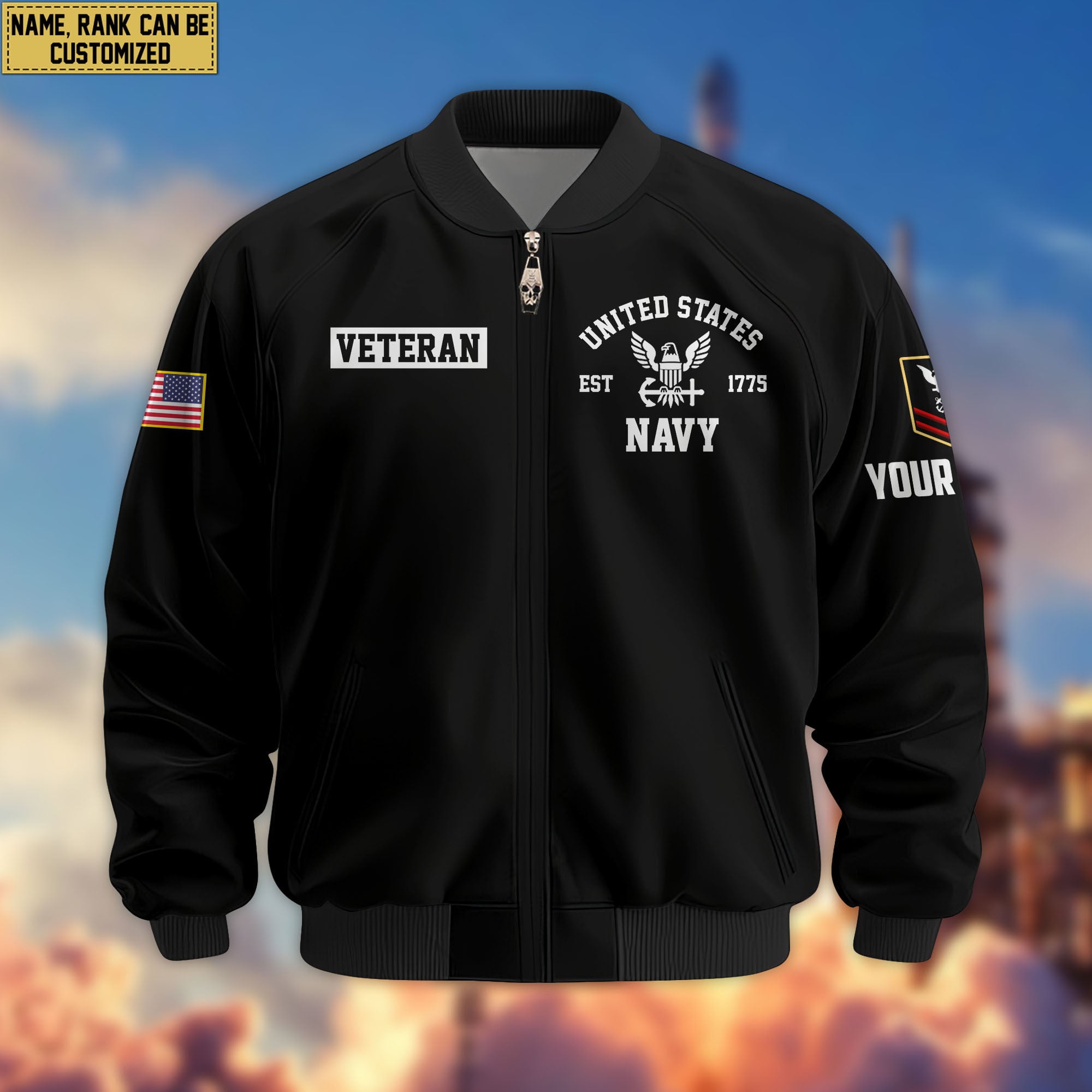 Premium Custom US Navy Veteran Bomber Jacket VPVC802902, Gifts For US Navy Veteran, Gifts On Father's Day, Veterans Day.