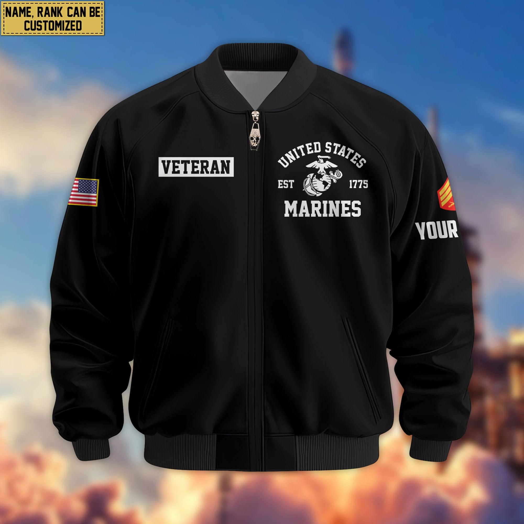 Premium Custom USMC Veteran Bomber Jacket VPVC802903, Gifts For US Marine Veteran, Gifts On Father's Day, Veterans Day.
