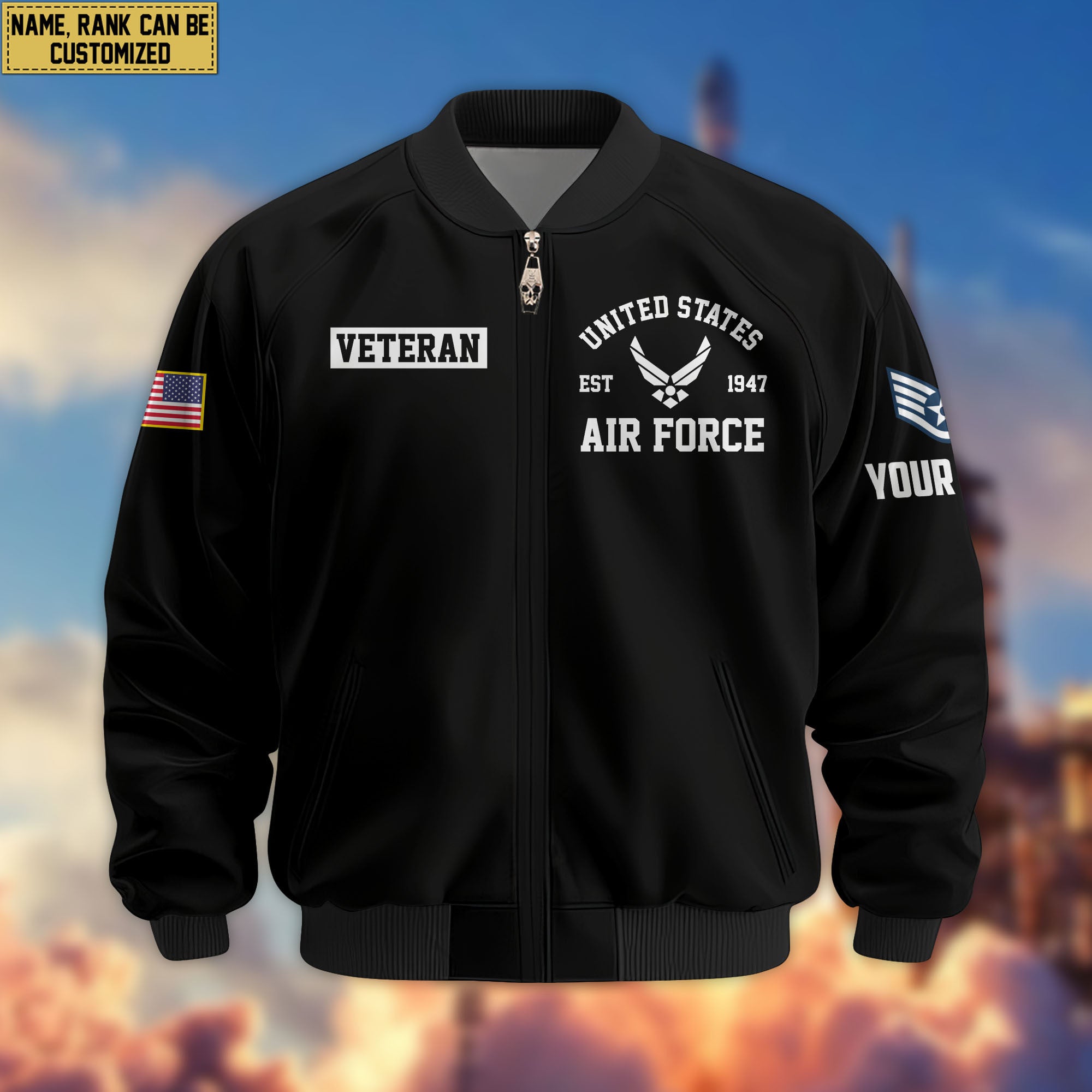Premium Custom USAF Veteran Bomber Jacket VPVC802904, Gifts For US Air Force Veteran, Gifts On Father's Day, Veterans Day.