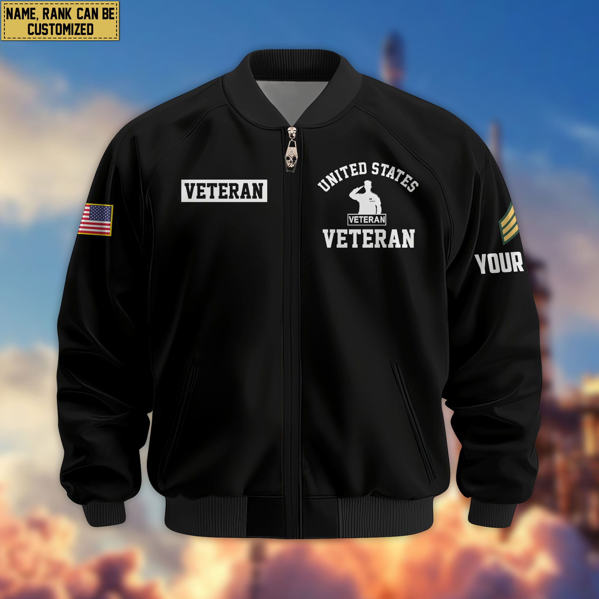 Premium Custom US Veteran Bomber Jacket VPVC802907, Gifts For US Veteran, Gifts On Father's Day, Veterans Day.