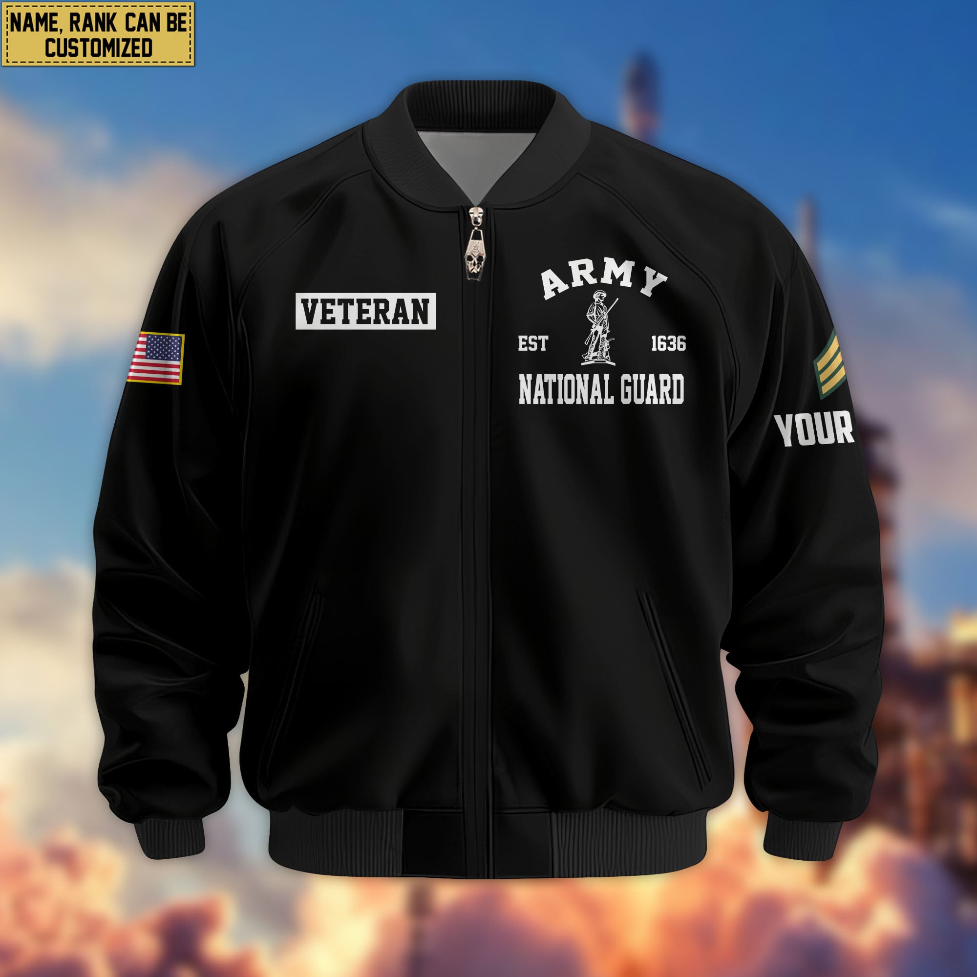 Premium Custom US Army National Guard Veteran Bomber Jacket VPVC802908, Gifts For Army National Guard Veteran, Gifts On Father's Day, Veterans Day.