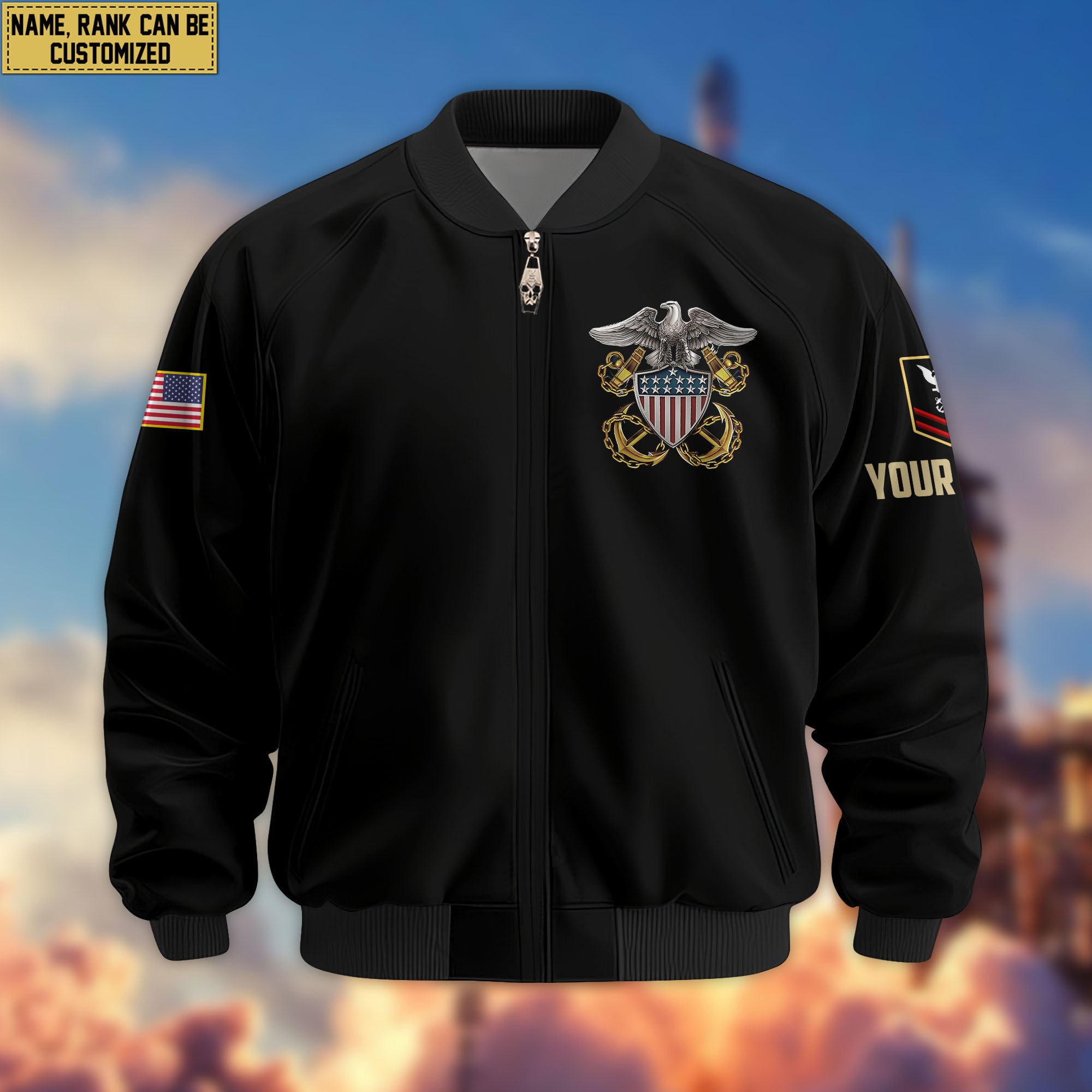 Premium Custom US Navy Veteran Bomber Jacket VPVC803002, Gifts For US Navy Veteran, Gifts On Father's Day, Veterans Day.