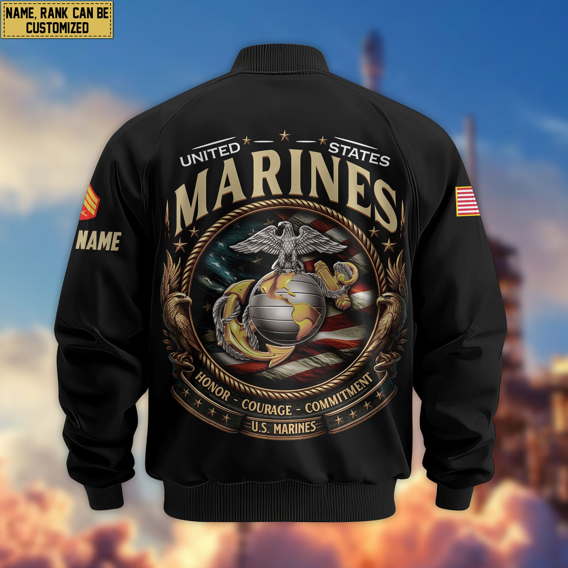 Premium Custom USMC Veteran Bomber Jacket VPVC803003, Gifts For US Marine Veteran, Gifts On Father's Day, Veterans Day.
