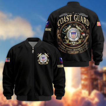 Premium Custom USCG Veteran Bomber Jacket VPVC803005, Gifts For Coast Guard Veteran, Gifts On Father's Day, Veterans Day.
