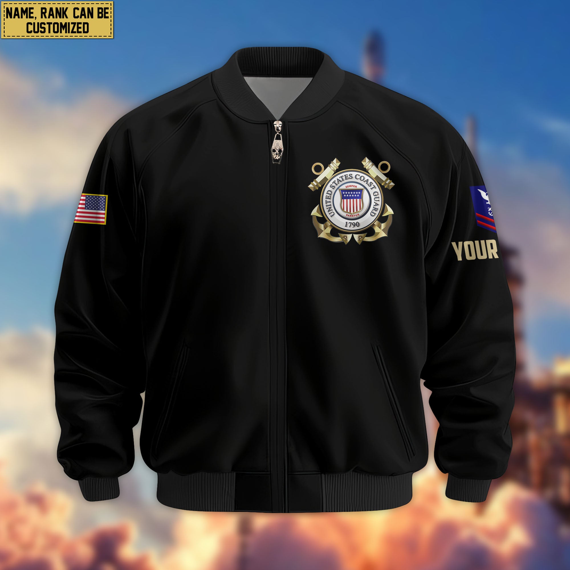 Premium Custom USCG Veteran Bomber Jacket VPVC803005, Gifts For Coast Guard Veteran, Gifts On Father's Day, Veterans Day.