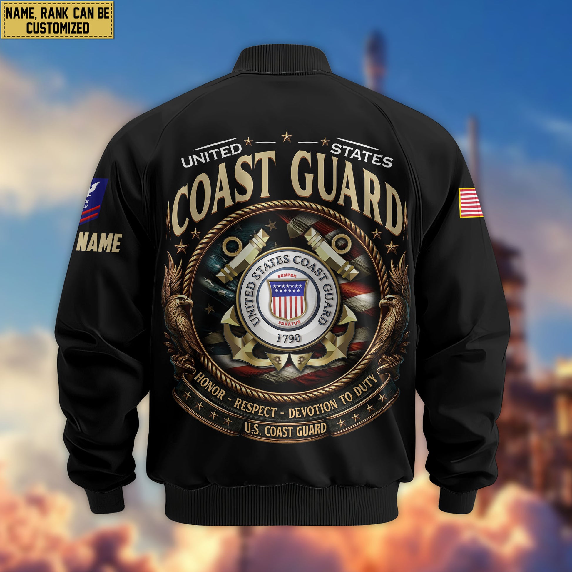 Premium Custom USCG Veteran Bomber Jacket VPVC803005, Gifts For Coast Guard Veteran, Gifts On Father's Day, Veterans Day.