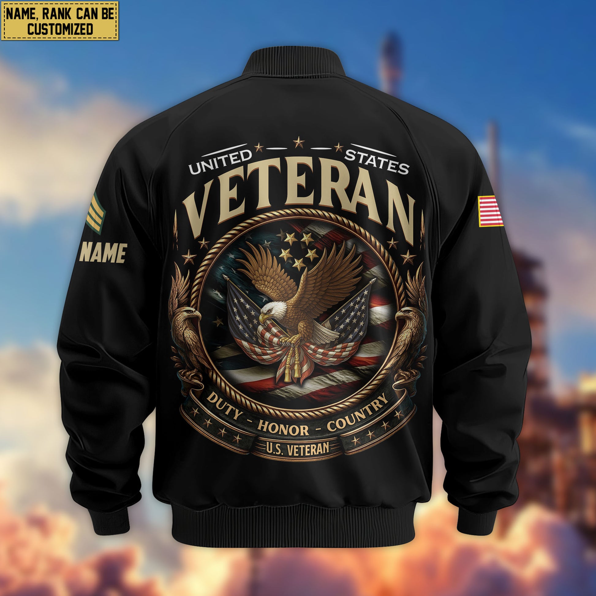 Premium Custom US Veteran Bomber Jacket VPVC803007, Gifts For US Veteran, Gifts On Father's Day, Veterans Day.