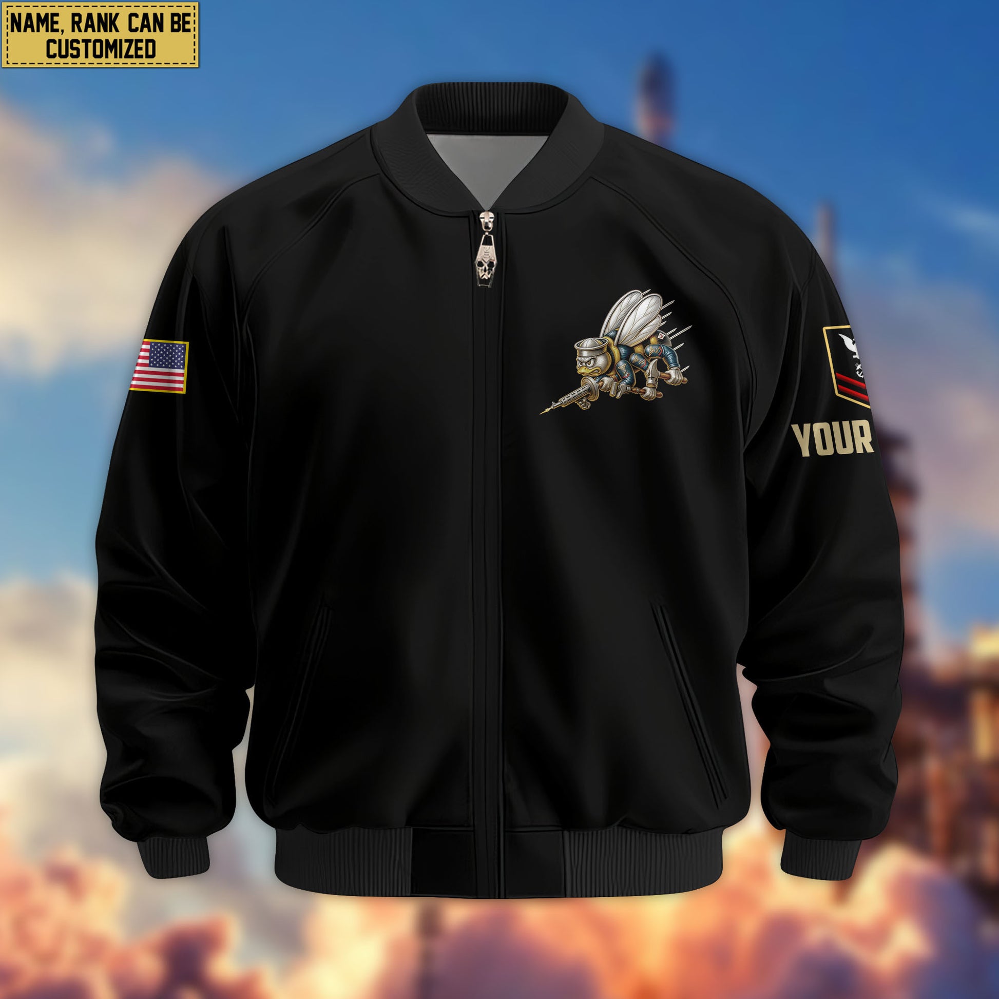 Premium Custom US Seabees Bomber Jacket VPVC803009, Gifts For Seabees Veteran, Gifts On Father's Day, Veterans Day.