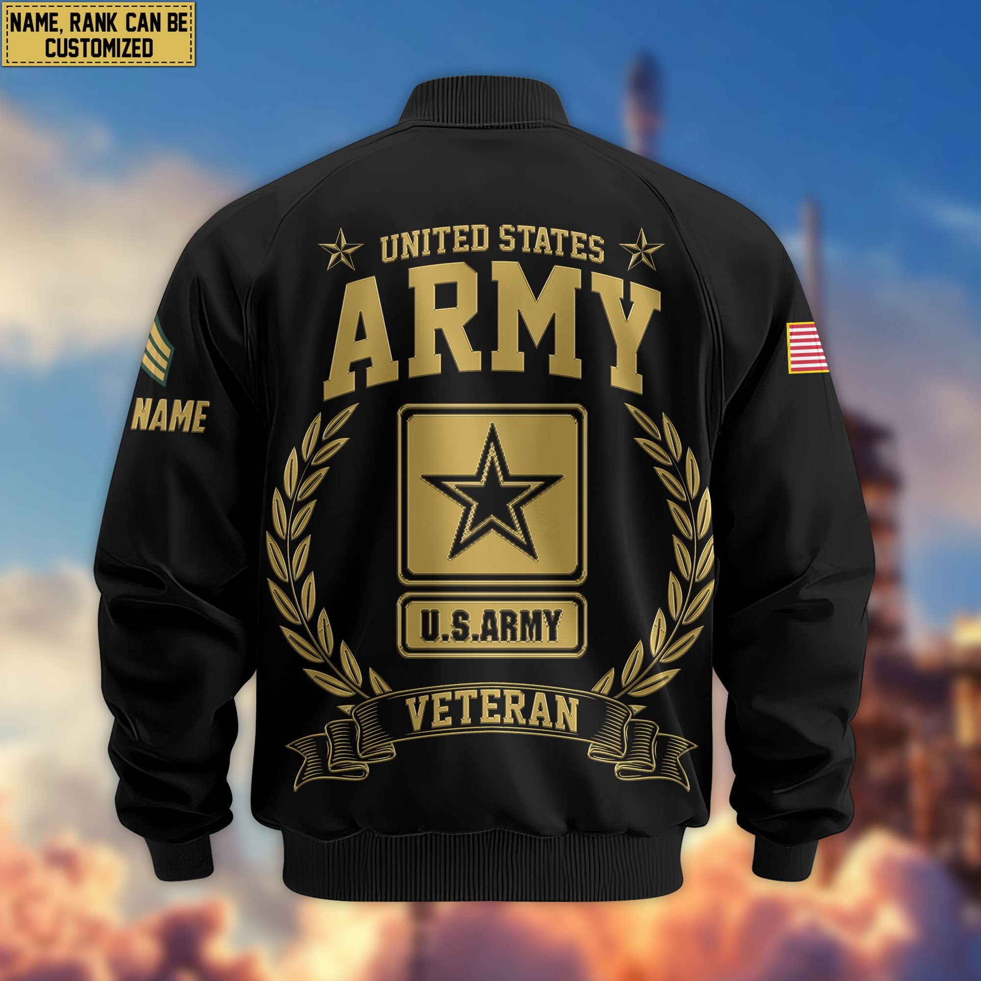 Premium Custom US Army Veteran Bomber Jacket VPVC803101, Gifts For US Army Veteran, Gifts On Father's Day, Veterans Day.