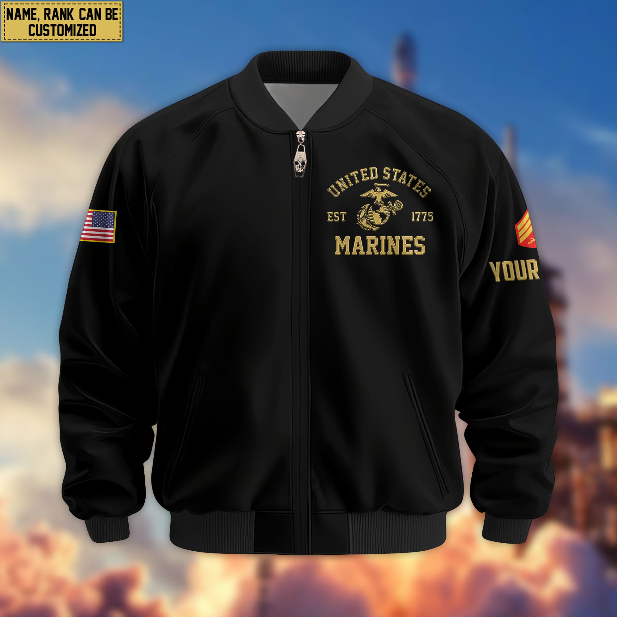 Premium Custom USMC Veteran Bomber Jacket VPVC803103, Gifts For US Marine Veteran, Gifts On Father's Day, Veterans Day.