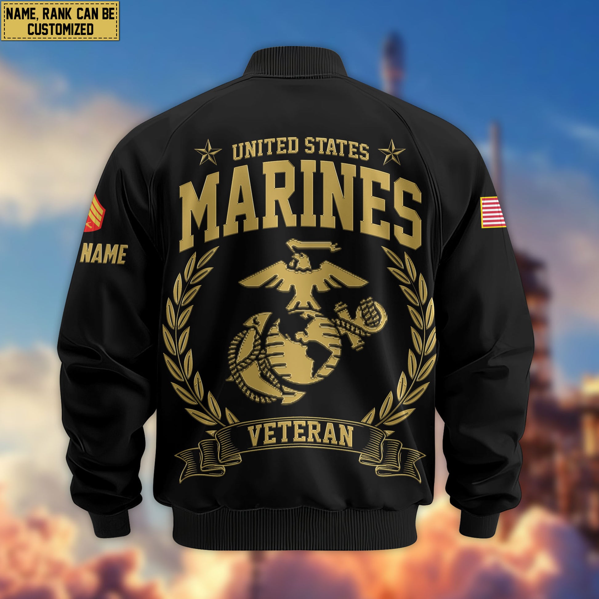 Premium Custom USMC Veteran Bomber Jacket VPVC803103, Gifts For US Marine Veteran, Gifts On Father's Day, Veterans Day.